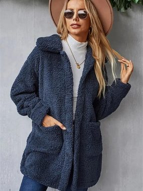 KIKI Kapuzenshirt Doppelseitige Plüsch-Cardigan-Jacke für Damen in Übergröße