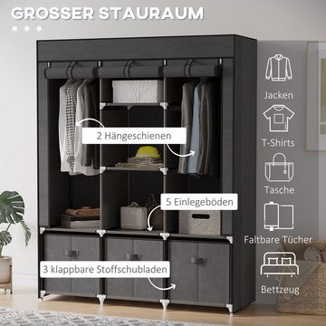 HOMCOM Stoffschrank Faltschrank, inkl. 3 Schubladen (Set, 1-St., 1 Stoffschrank) Kleiderschrank mit Reißverschluss, Dunkelgrau