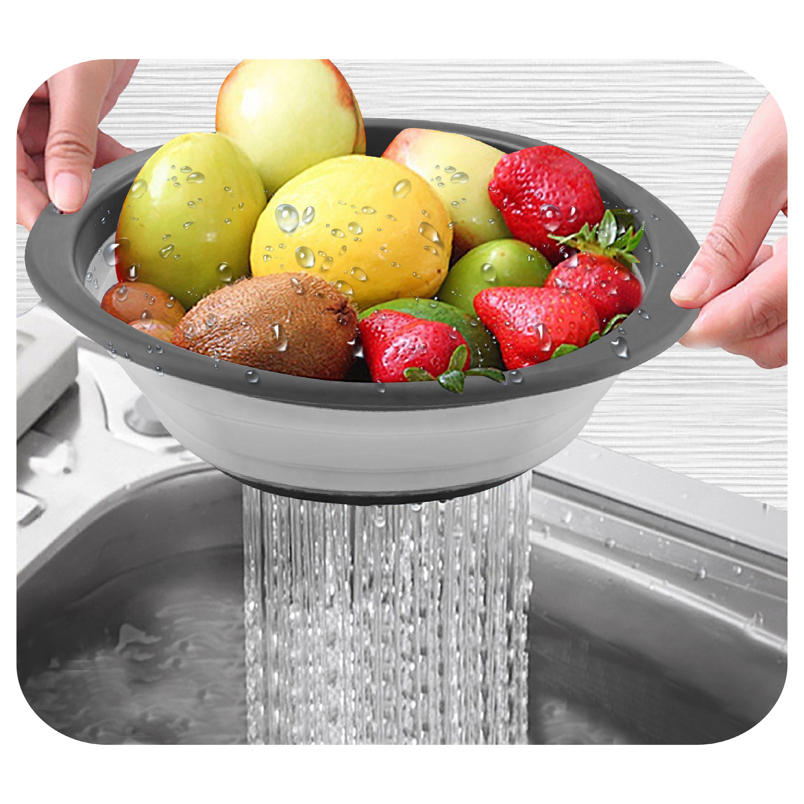 Ellipse, zum Küchensieb und Waschen Obst Grau Gemüse Frei, Sieb, geruchfrei, BPA JEEL (1-St),