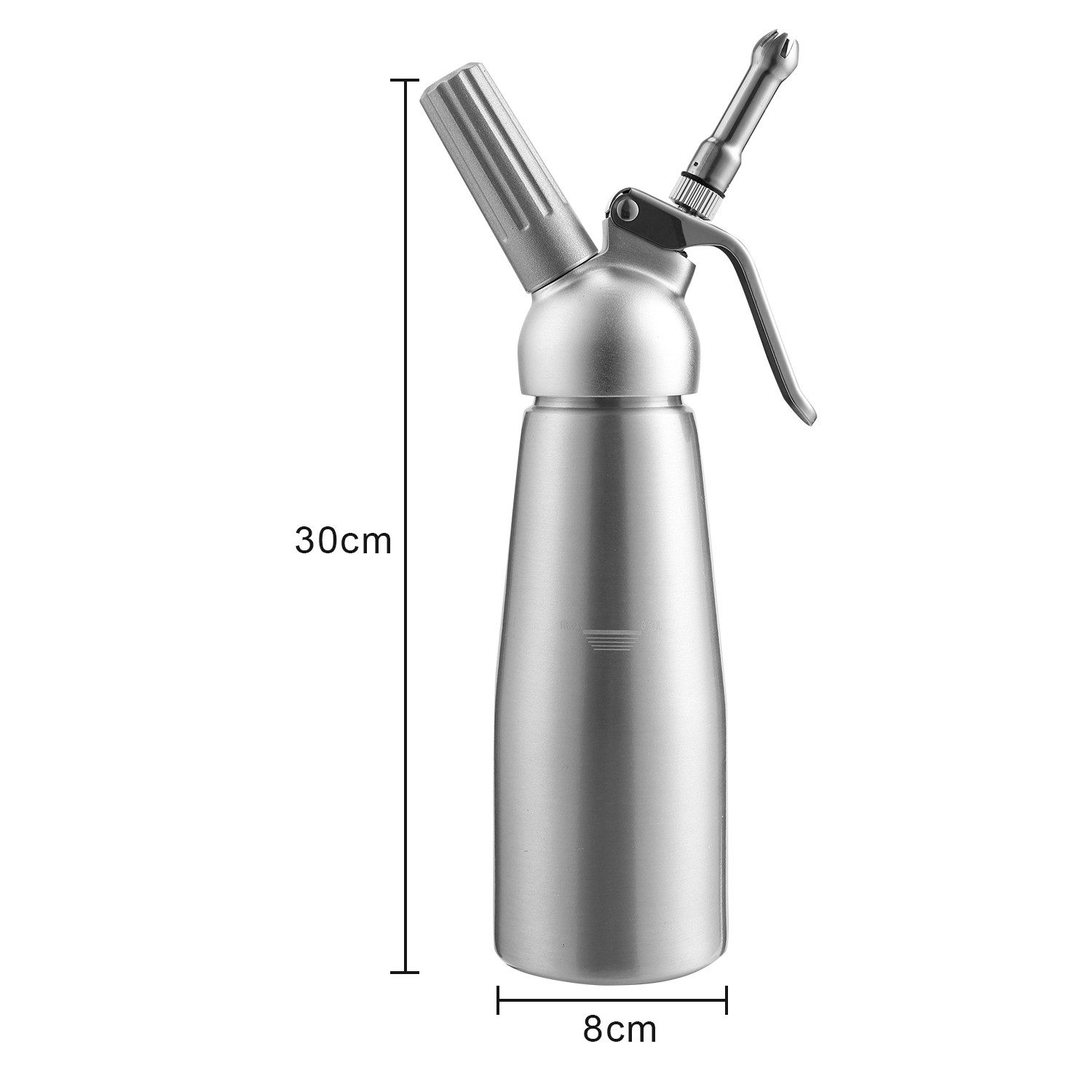 Clanmacy Sahnesyphon Profi Sahnespender Sahnesyphon Schlagsahnebereiter 3 Edelstahl 500ML, (Aluminium, 3 Edelstahl Tüllen und 1 Reinigungbürste, 1-tlg) für die Zubereitung von Schlagsahne Mousse