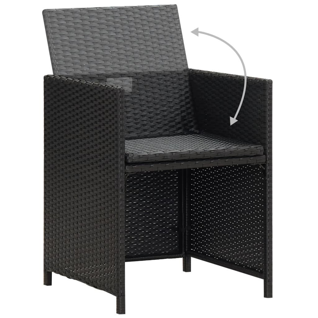 furnicato Gartenstuhl Gartenstühle Kissen Stk. mit Schwarz Polstern 2 Rattan Poly und