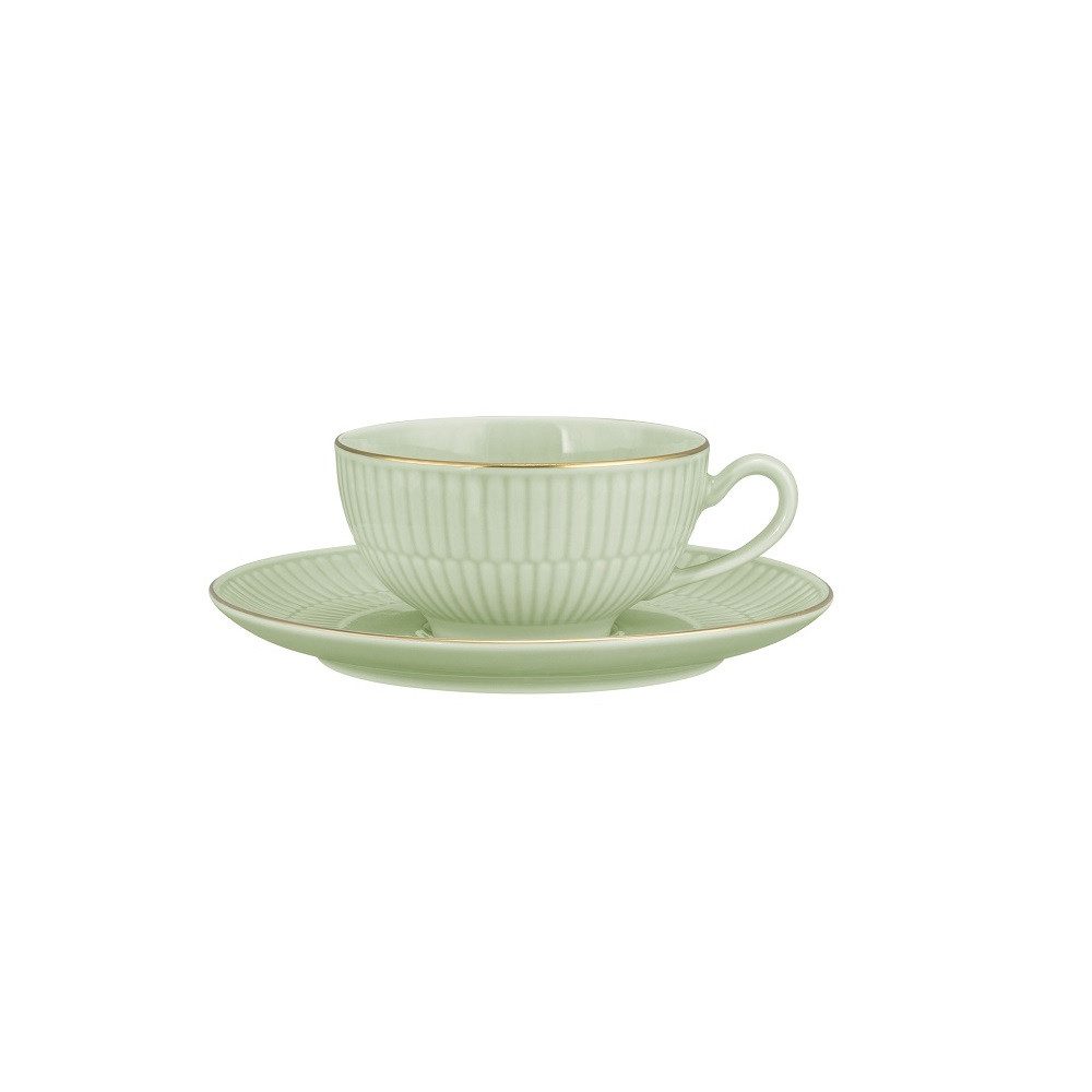 Seltmann Weiden Untertasse Seltmann Weiden Amina seladon/Goldrand Kombi-Untertasse groß 16 cm – Bild 3 von 5