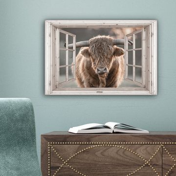 OneMillionCanvasses® Leinwandbild Schottischer Highlander - Tier - Ansicht, (1 St), Wandbild Leinwandbilder, Aufhängefertig, Wanddeko, 30x20 cm