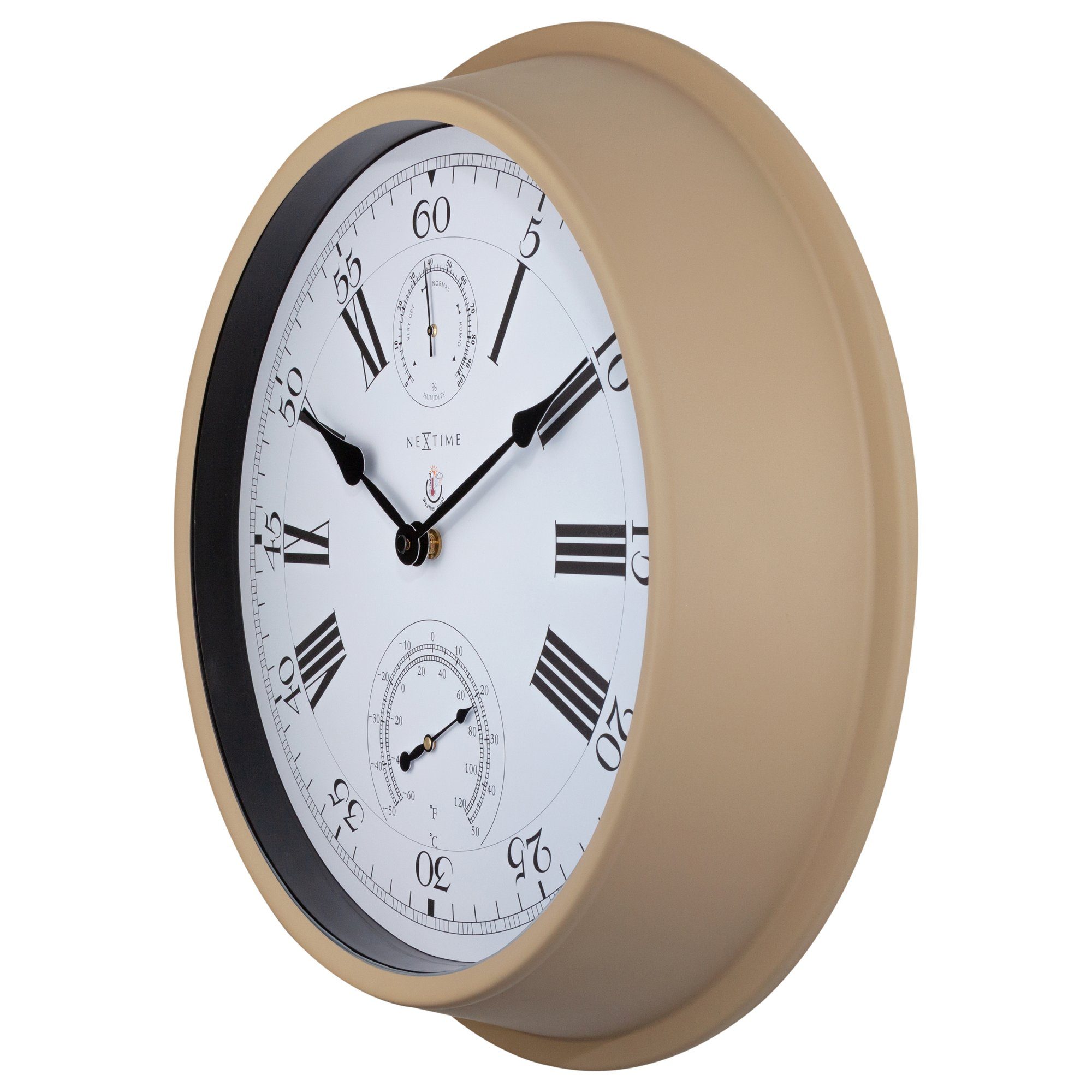 NEXTIME Wanduhr 4305BR (Gartenuhr mit Thermo- und Hygrometer)