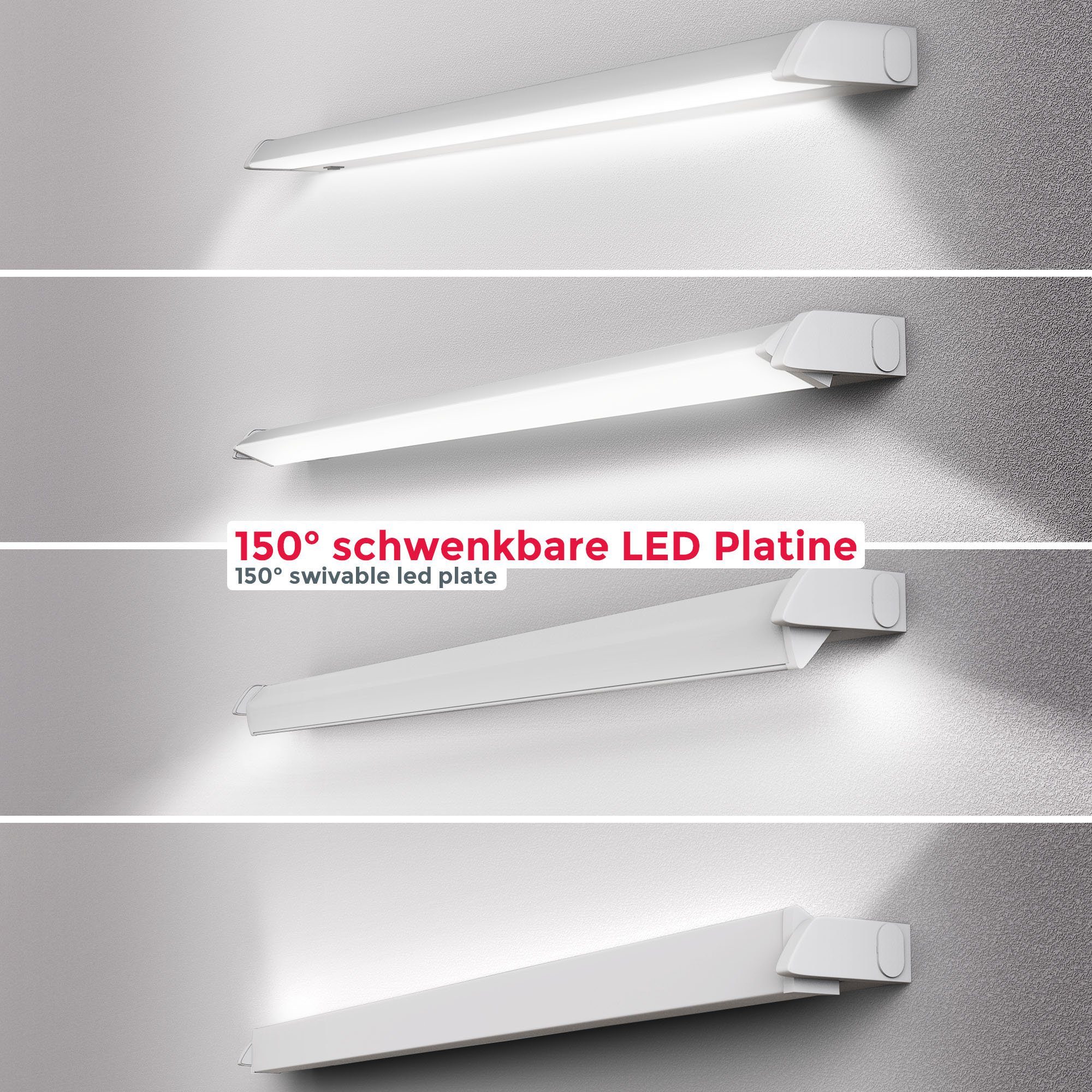 LED Unterbauleuchte, LED integriert, fest 8,5W, 56cm, 1.000 B.K.Licht Lm, Weiß Neutralweißes Neutralweiß, L: Schwenkbar, Lichtleiste, BK_UL1003 Licht, Unterschrankleuchte 4.000K,