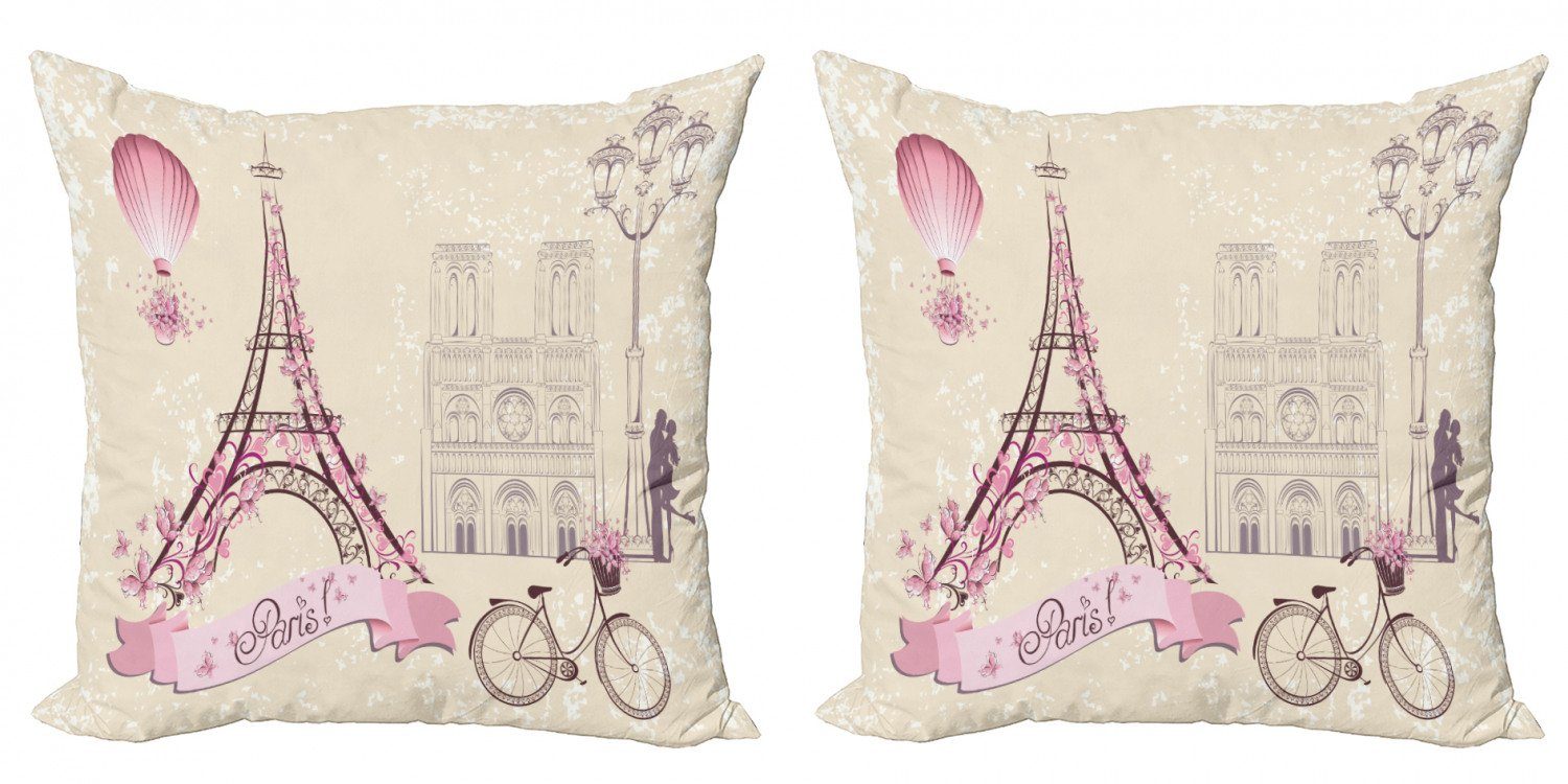Kissenbezüge Modern Accent Doppelseitiger Digitaldruck, Abakuhaus (2 Stück), Paris Floral Paris Eiffel