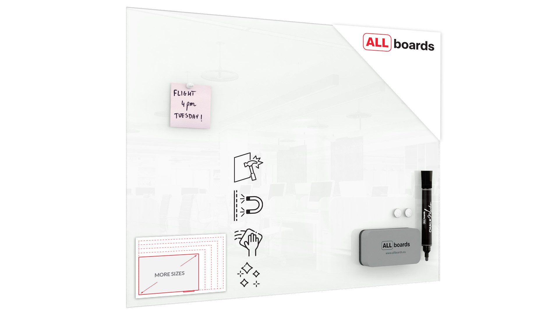 ALLboards Memoboard ALLboards Glastafel Whiteboard Magnettafel Memoboard