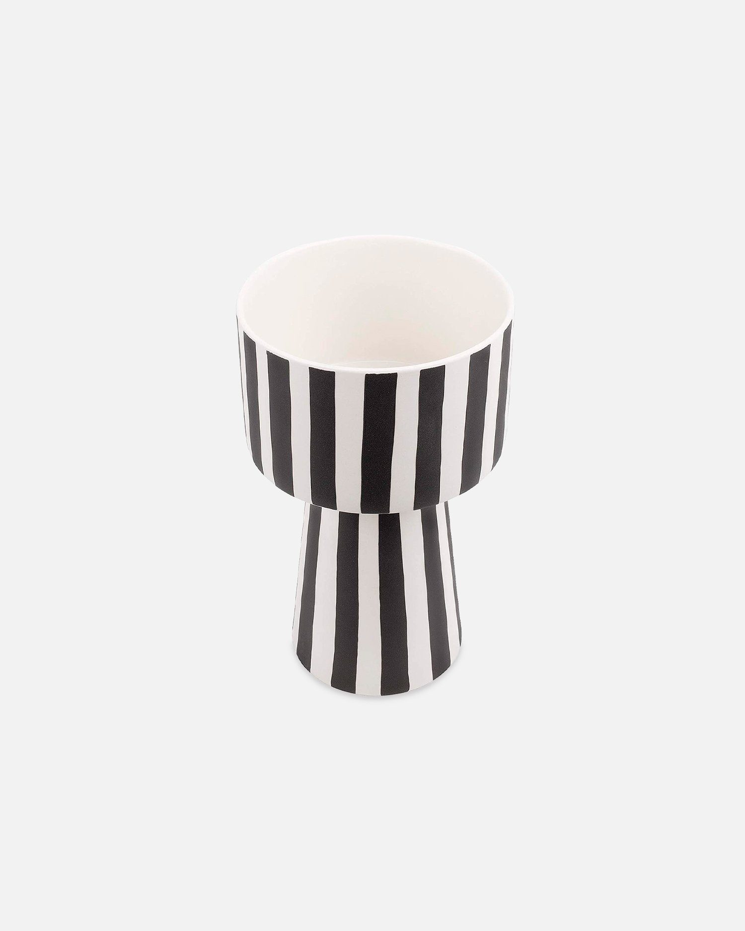 OYOY Übertopf Toppu Pot Groß aus Blumentopf/Vase Ø15 - Gestreift H24 x Schwarz Schwarz/Weiß - Keramik cm, - Weiß