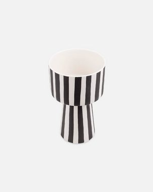 OYOY Übertopf Toppu Pot Groß - Blumentopf/Vase aus Keramik Ø15 x H24 cm, Schwarz/Weiß
