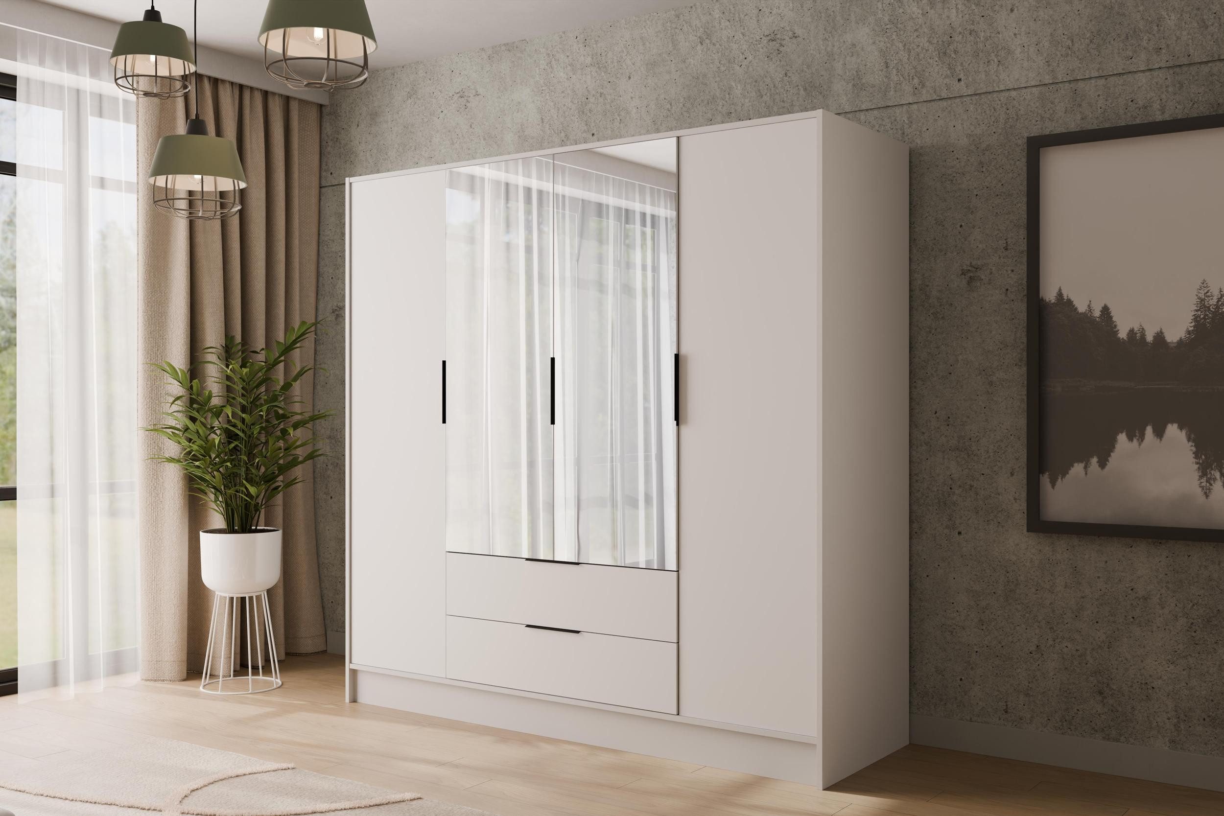 ALTDECOR Drehtürenschrank KOLIN (Kleiderschrank Garderobenschrank mit viel Stauraum, Moderner Schrank) Vielseitiger Drehtürenschrank mit Spiegeltüren Spiegel Flügeltüren