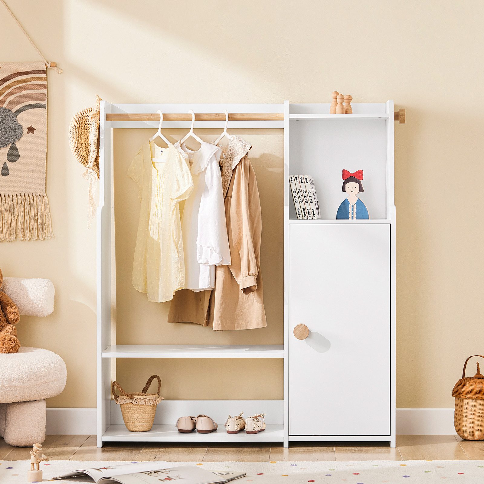 SoBuy Kinderkleiderschrank KMB110 Kindergarderobe Kleiderschrank Kinder günstig online kaufen