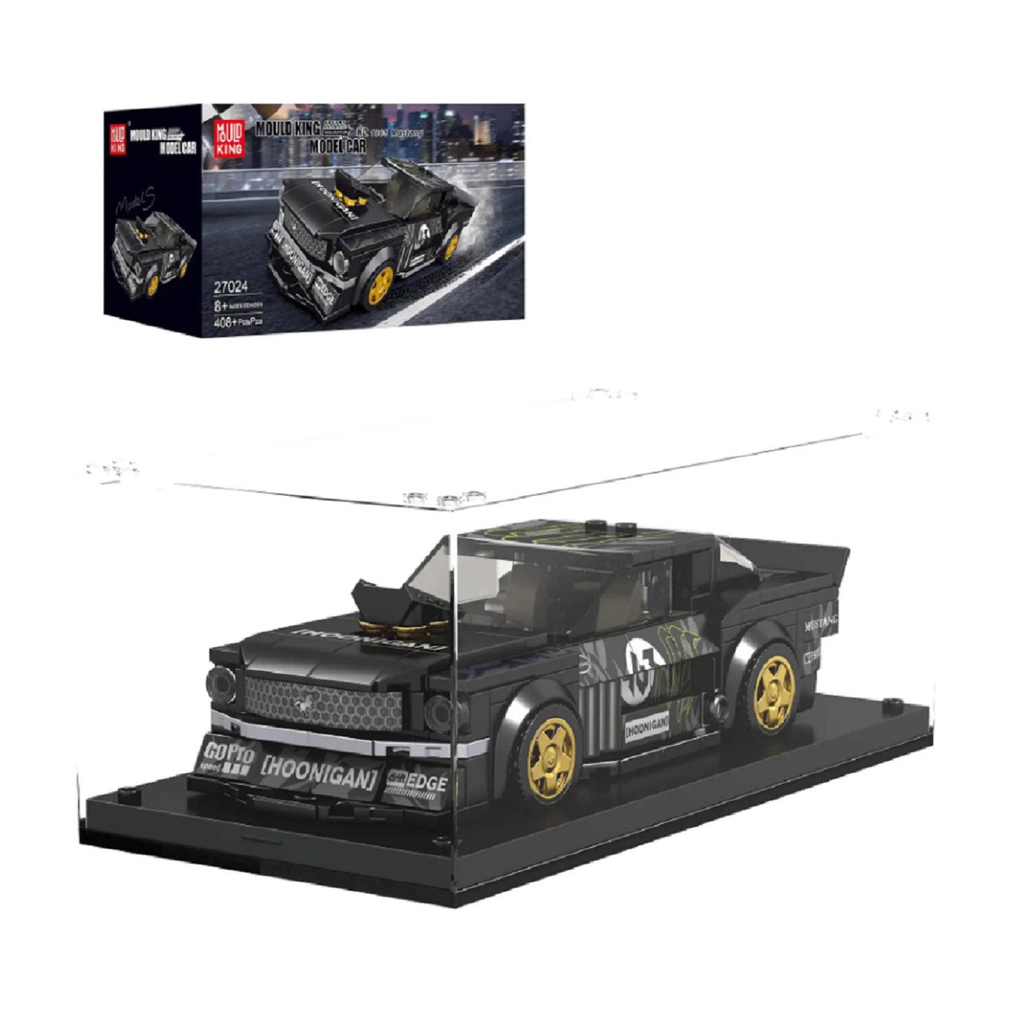 Mould King King 27024S Speed Champion 1965er Mustang 408 Teile Hoonigan Konstruktions-Spielset, (408 St)