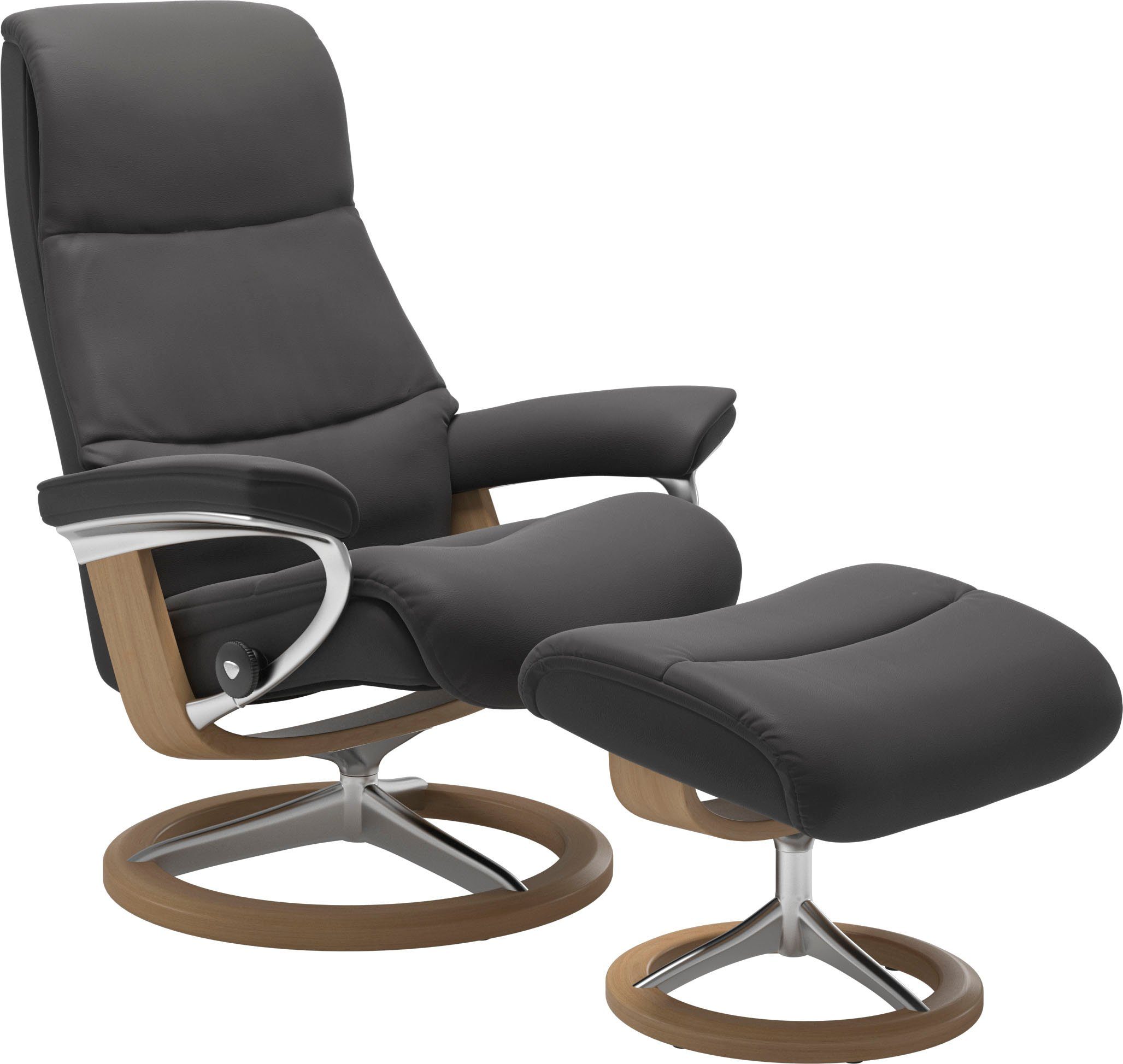 Stressless® Relaxsessel View (Set, Relaxsessel mit Hocker), mit Signature Base, Größe M,Gestell Eiche