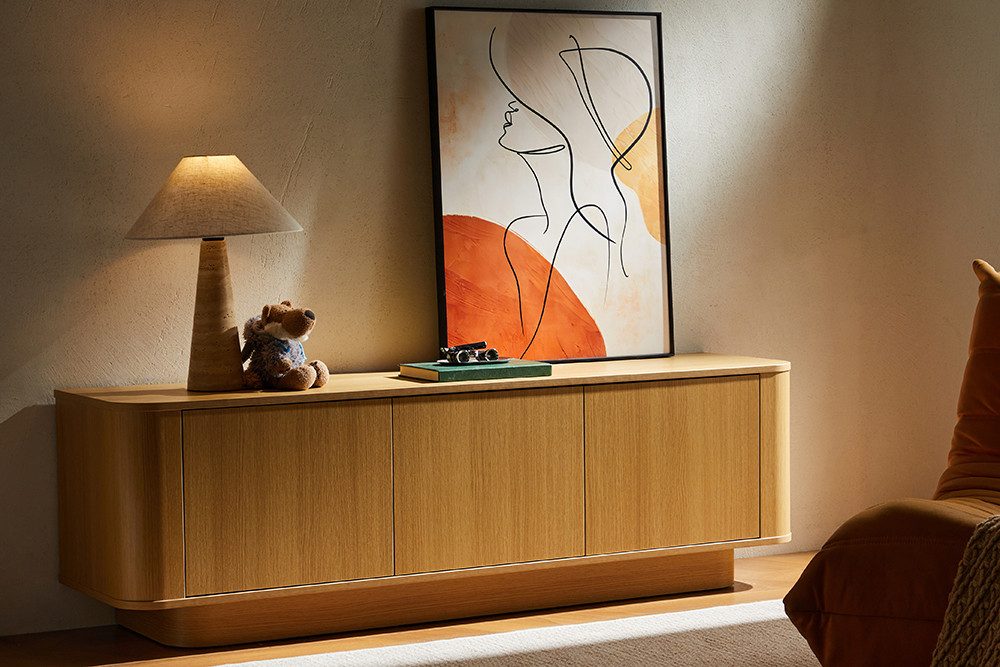 riess-ambiente TV-Board VALHALLA WOOD 160cm natur – Eichenholz-Optik, modern, Design (Einzelartikel, 1 St), edles Lowboard mit Stauraum (4 Fächer) – ideal für moderne Wohnzimmer