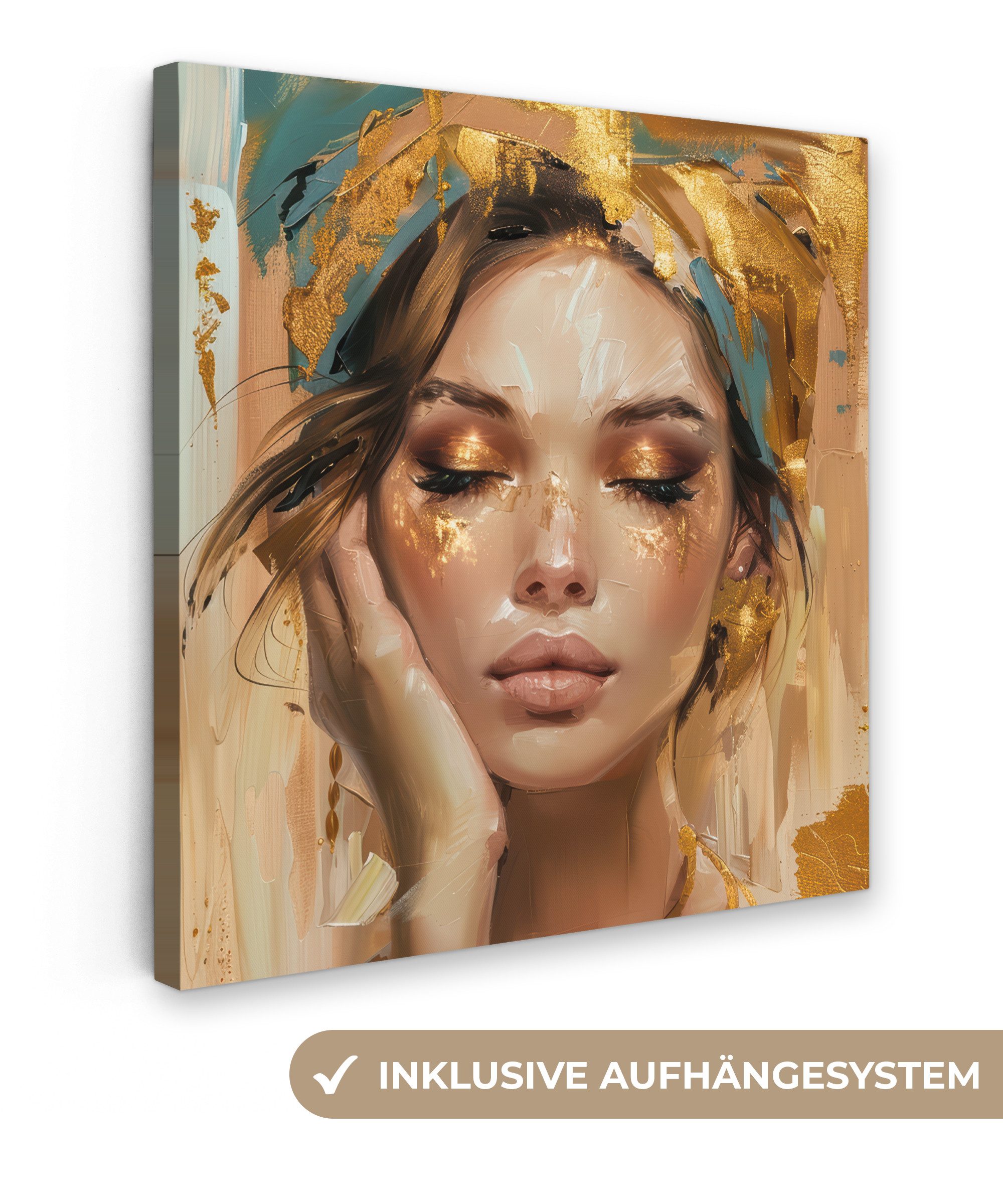 OneMillionCanvasses® Leinwandbild Frauen - Porträt - Luxus - Gold, Fotodruc günstig online kaufen