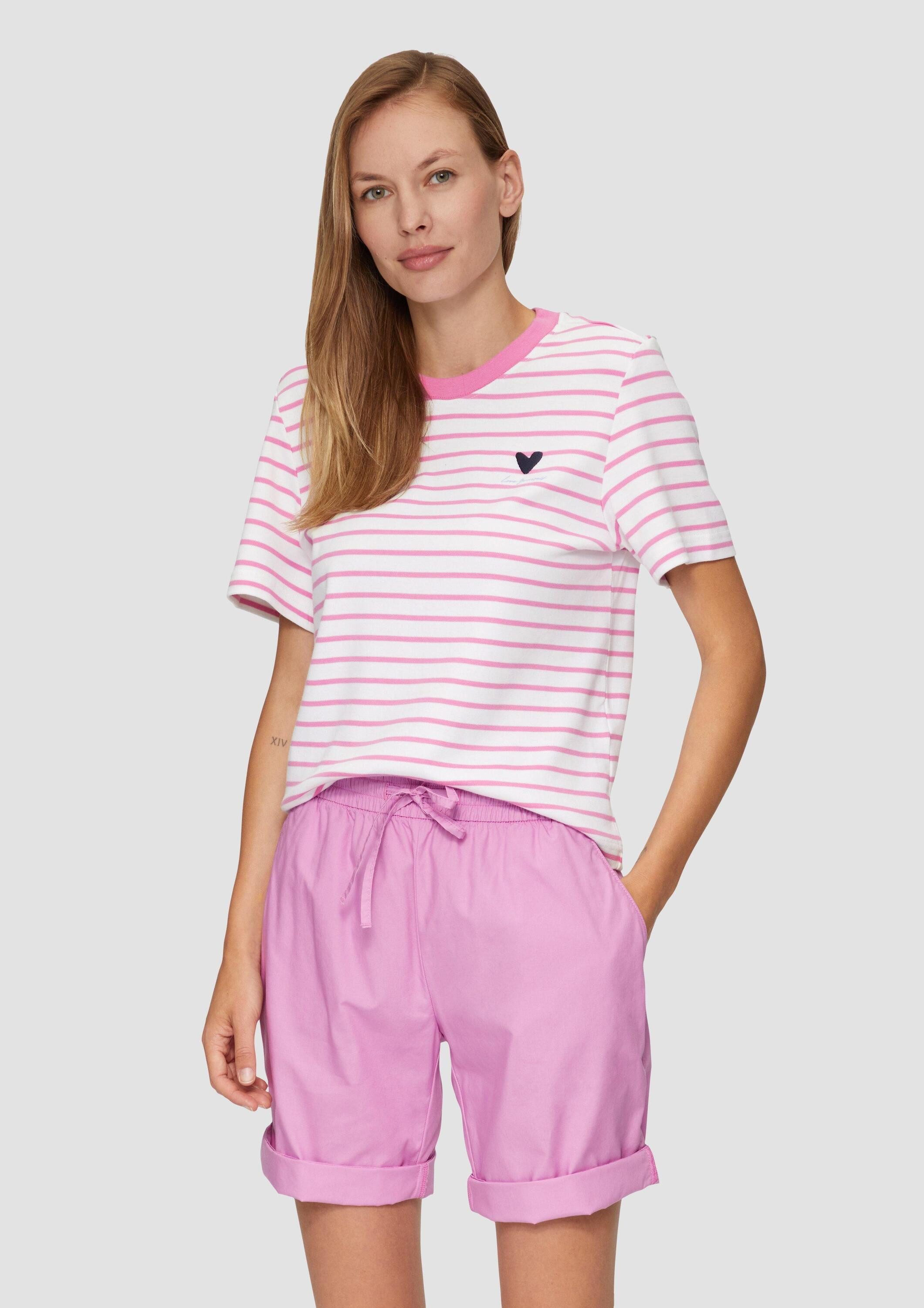 s.Oliver Kurzarmshirt T-Shirt Ringelshirt mit Stickerei günstig online kaufen