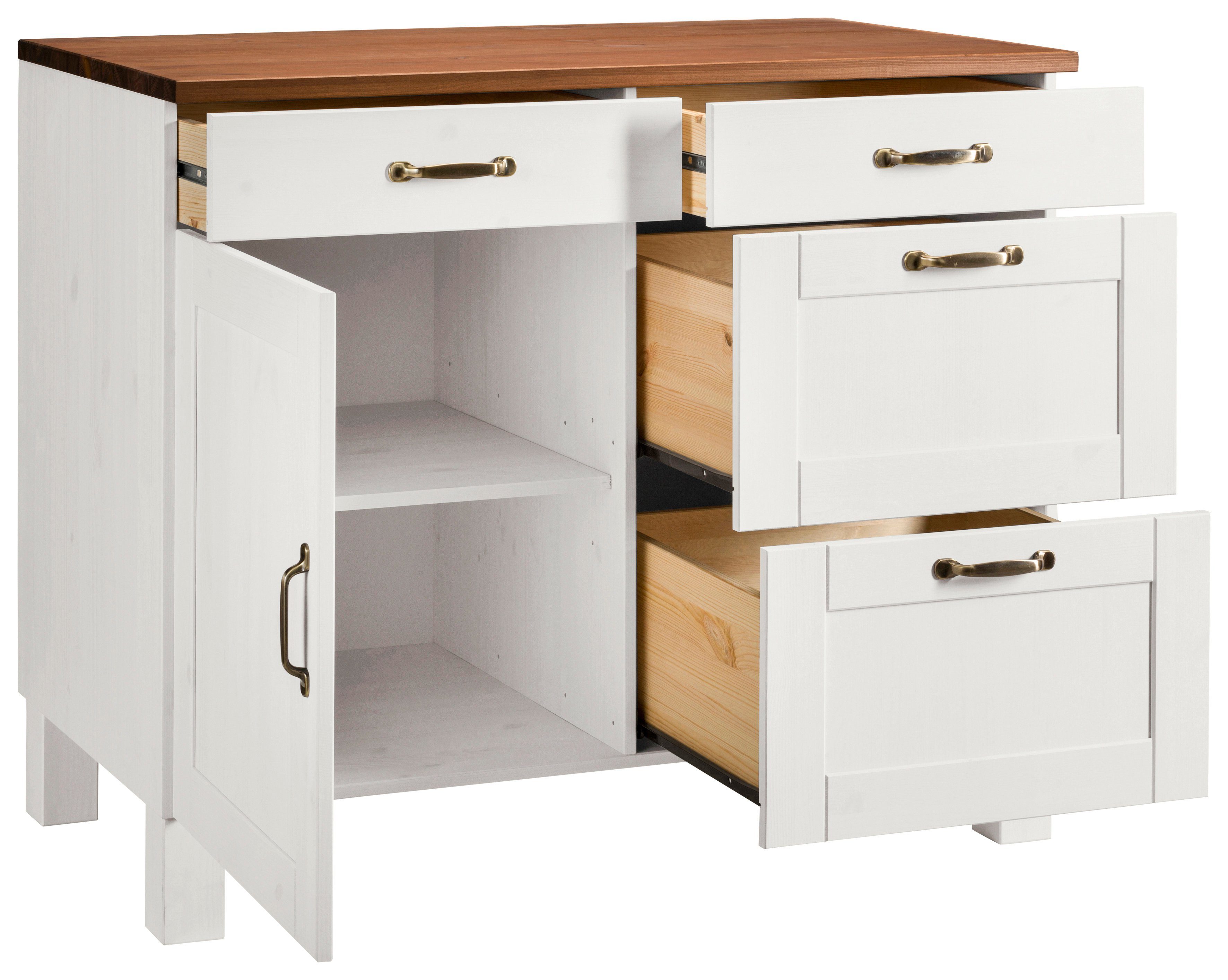 Home affaire Unterschrank Alby Breite 100 cm, 1 Tür, 4 Schubladen