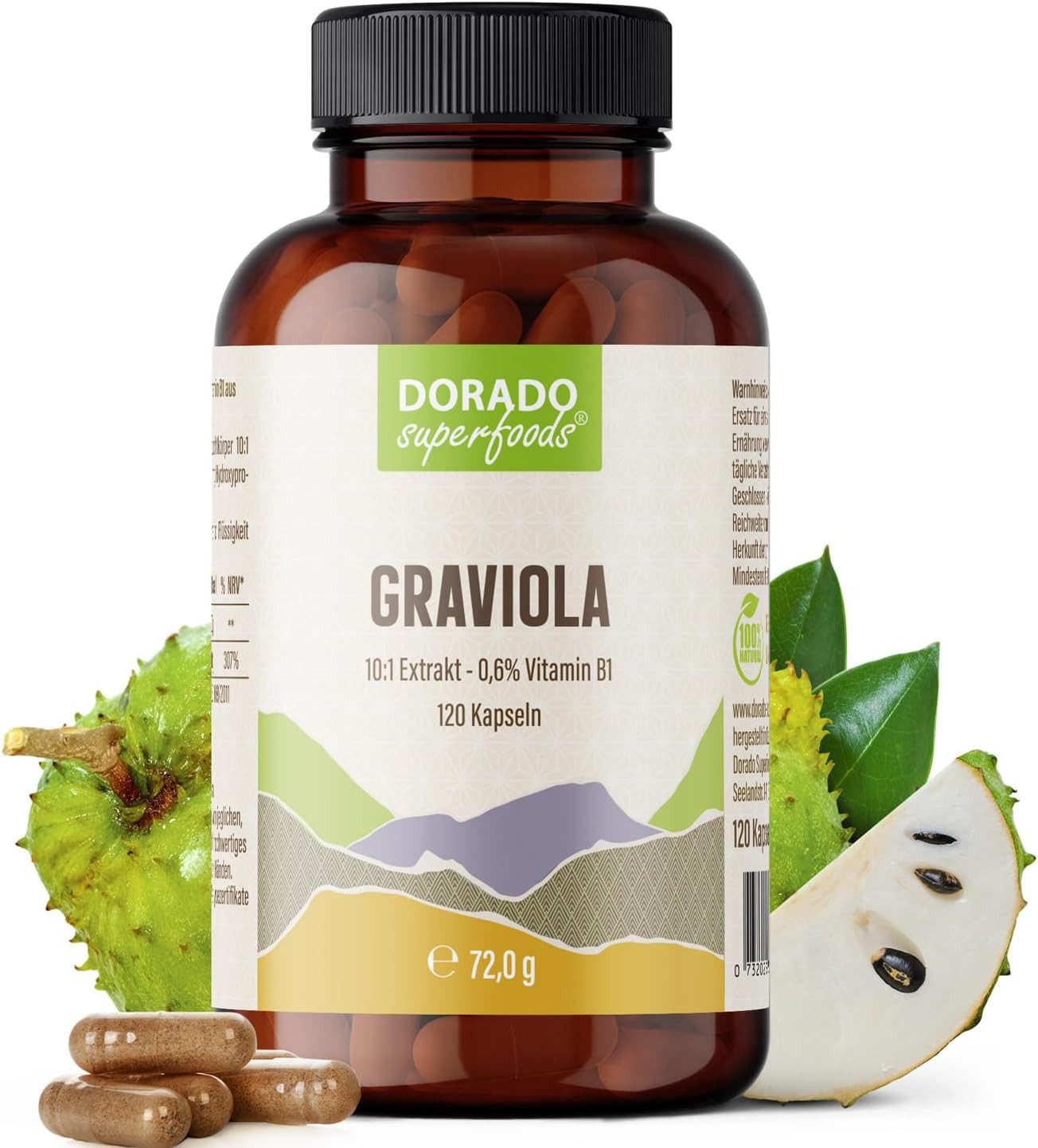 Dorado Superfoods Graviola Extrakt Kapseln - 120 Stück, aus 10:1 Extrakt Kapseln, 67.2 g