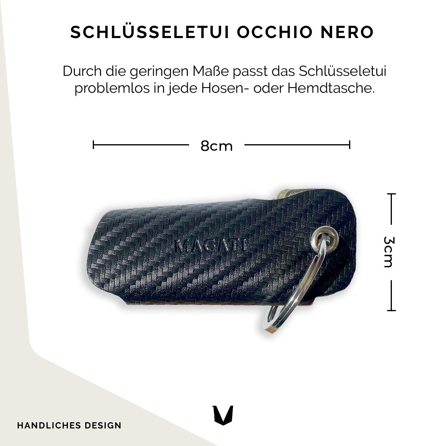 MAGATI Platz Einkaufswagenlöser, Nero aus Schlüsseltasche für Occhio Leder Carbon Schlüsselanhänger 1-6 Schlüssel, mit