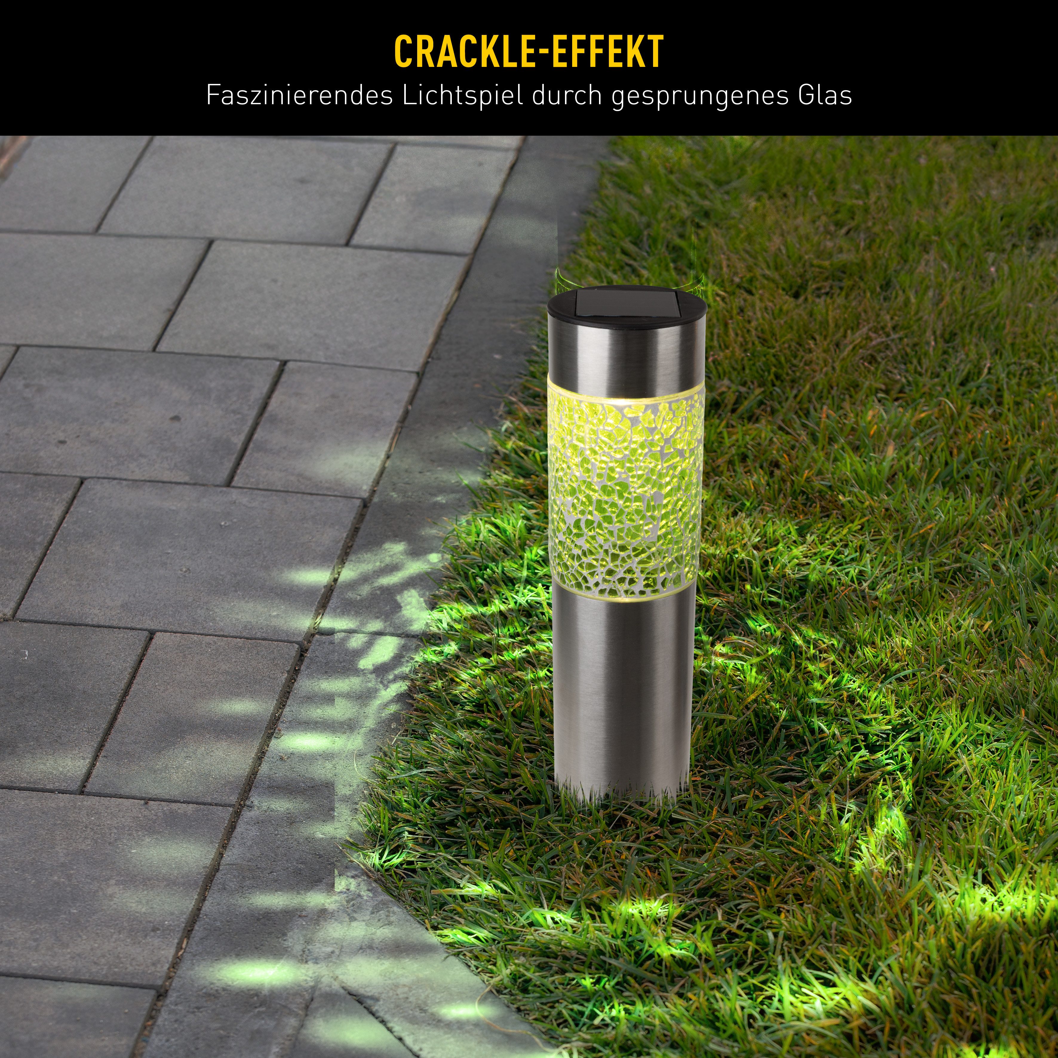 näve LED Solarleuchte Havanna, LED fest integriert, Warmweiß, 4er-Set Dekoerdspieß grau, Glaseinsatz 2x grün, 2x orange, H: 33,5 cm