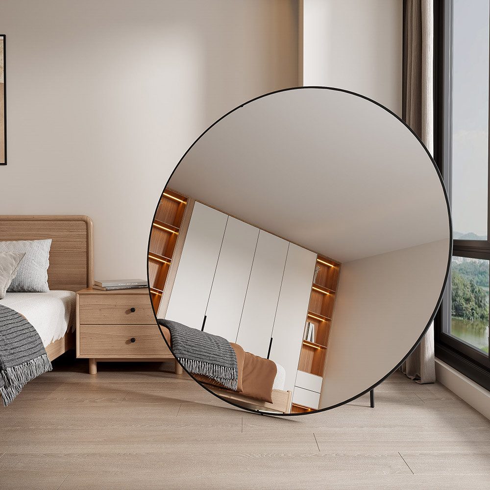 HOME DELUXE Spiegel Rund KALI XXL - Größenauswahl, freistehend nutzbar, Wandspiegel, Standspiegel, Ankleidezimmer