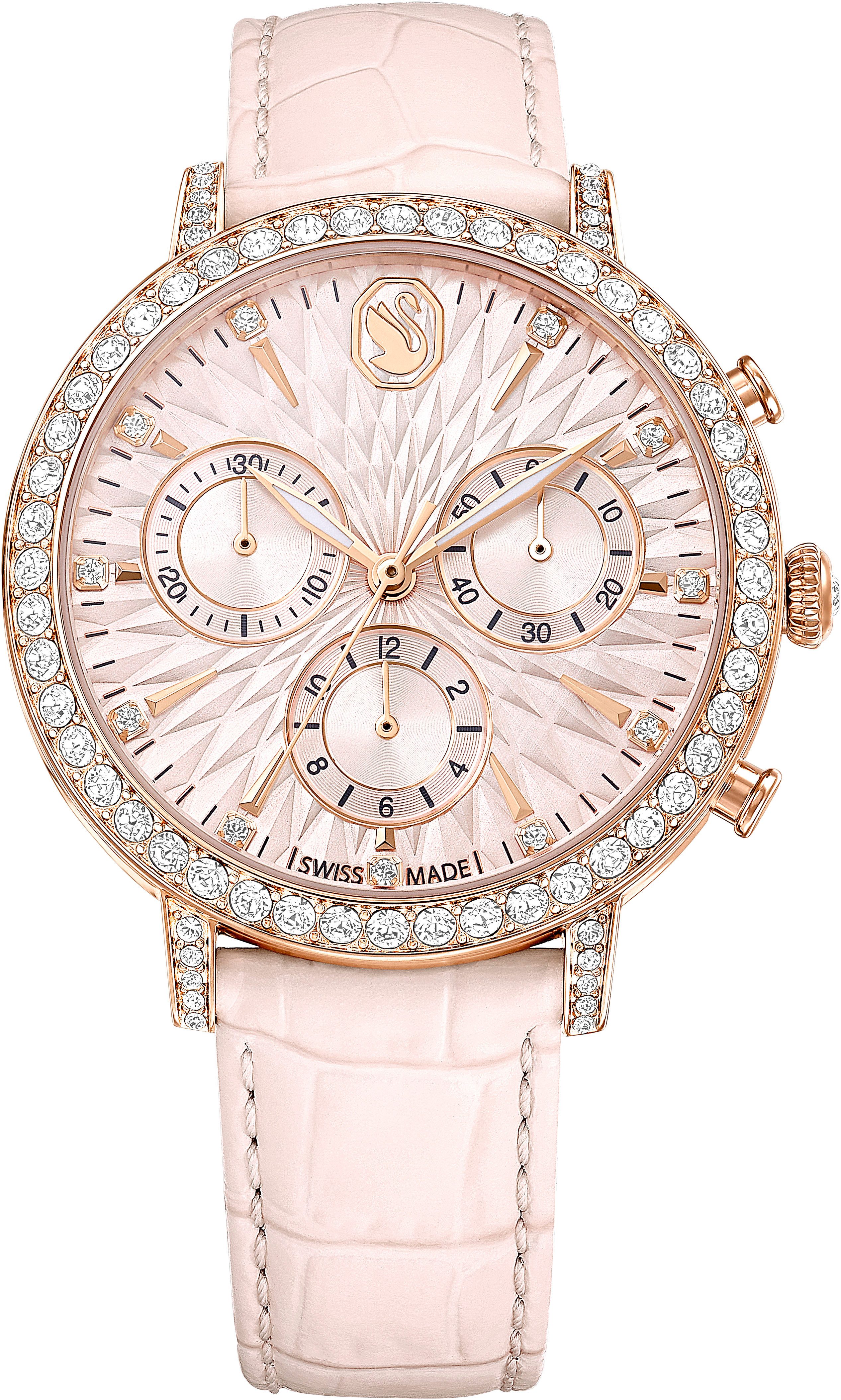 Swarovski Chronograph MATRIX CHRONO 5698300, Quarzuhr, Armbanduhr, Damenuhr, Swiss Made, Lederarmband, analog