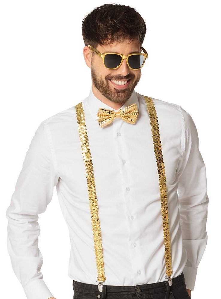 Boland Kostüm Goldglitter Accessoire-Set, Sei glänzend ausgestattet mit diesem dreiteiliges Partyset!