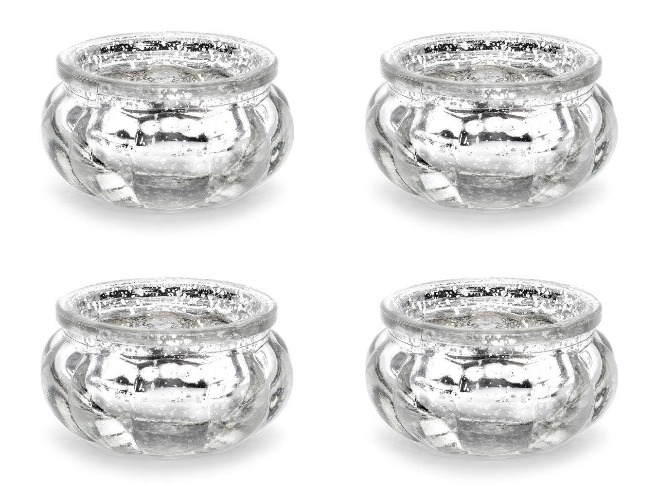 partydeco Kerzenhalter, Teelichtgläser 6x3cm silber 4er Set günstig online kaufen