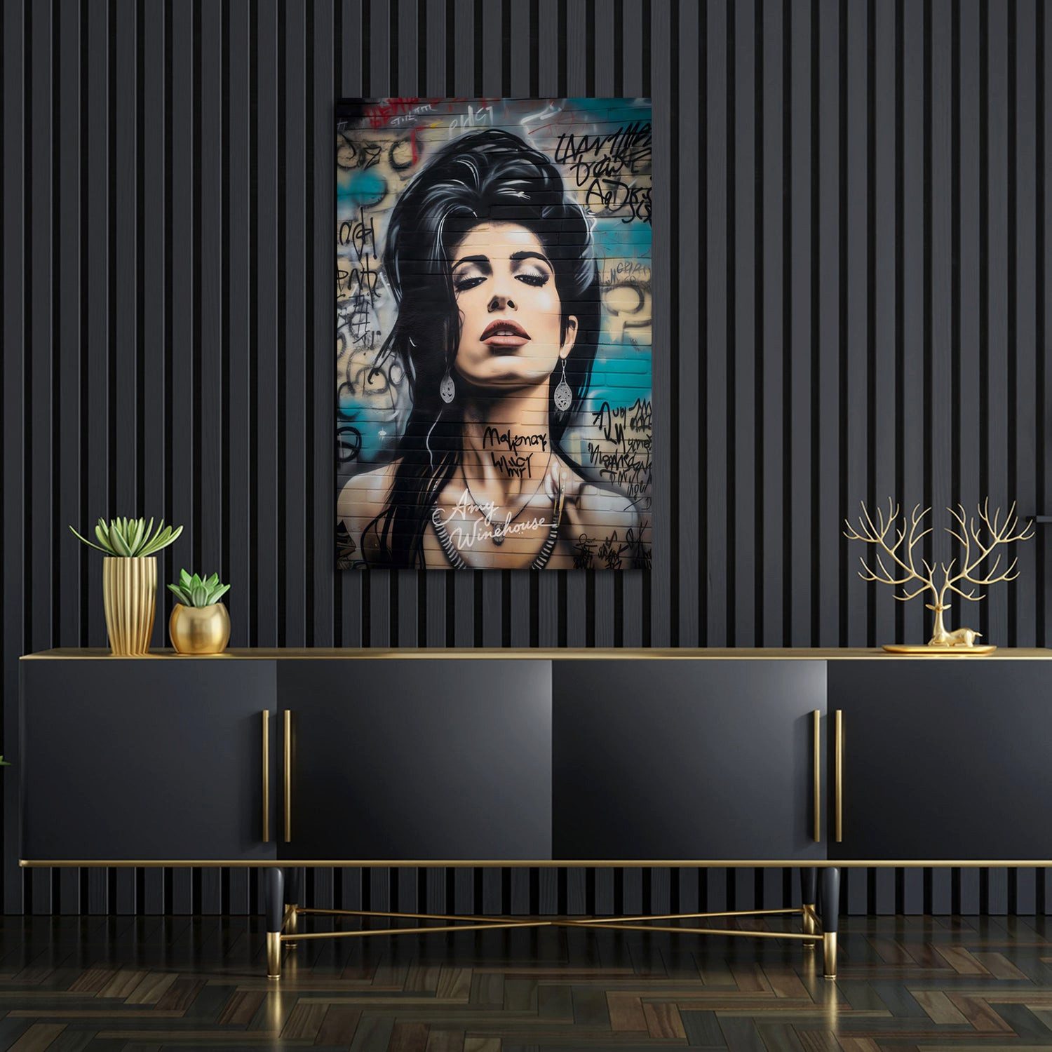 Artedinoi Leinwandbild Graffiti Frau Musikerin Ikone Ausdruck Wandbild Leinwandbild Kunstdruc, Musikerin, Porträt