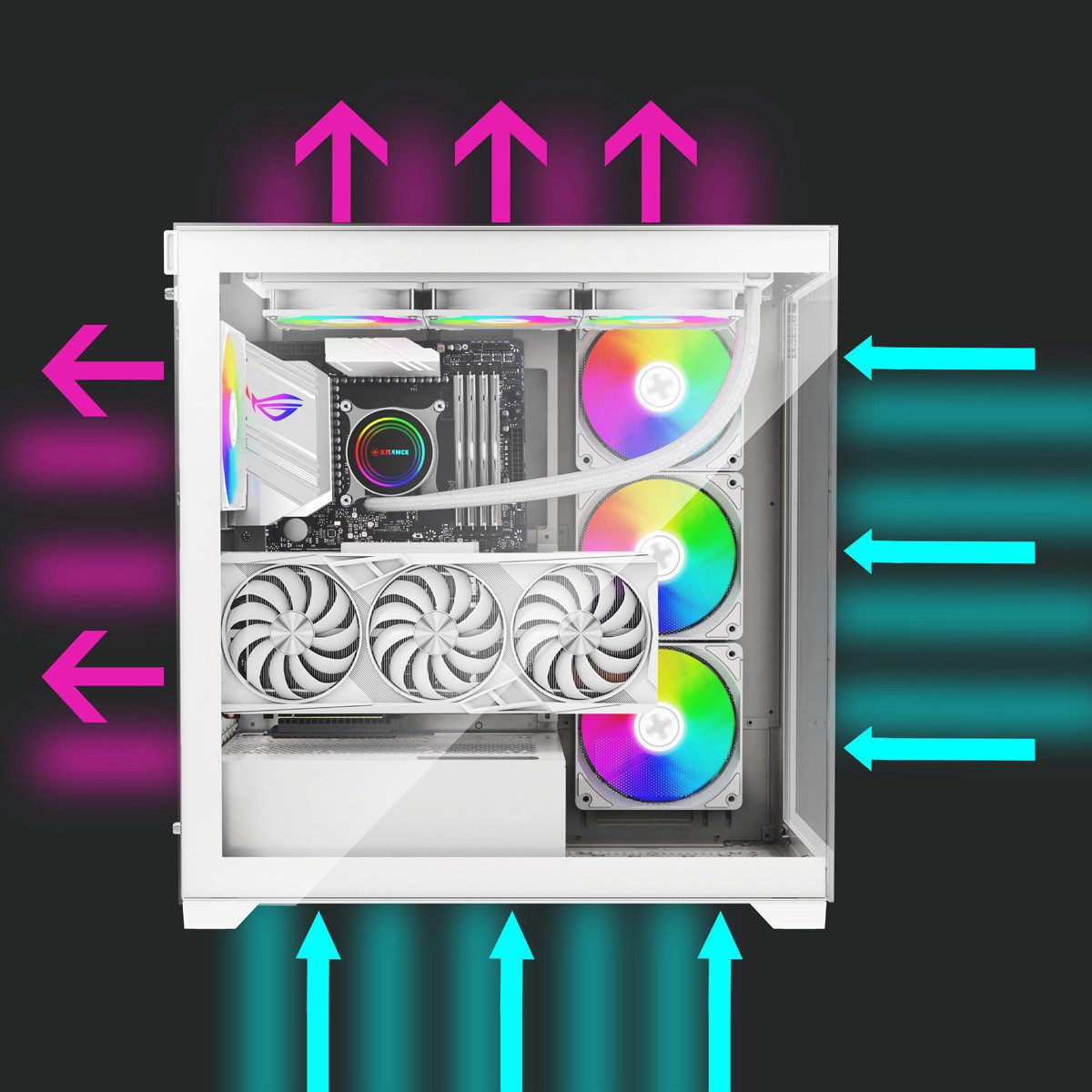 Xilence PC-Gehäuse Xilent Gleam X818.W.ARGB Gaming ATX PC-Gehäuse weiß, RGB ATX Midi Tower, XG271