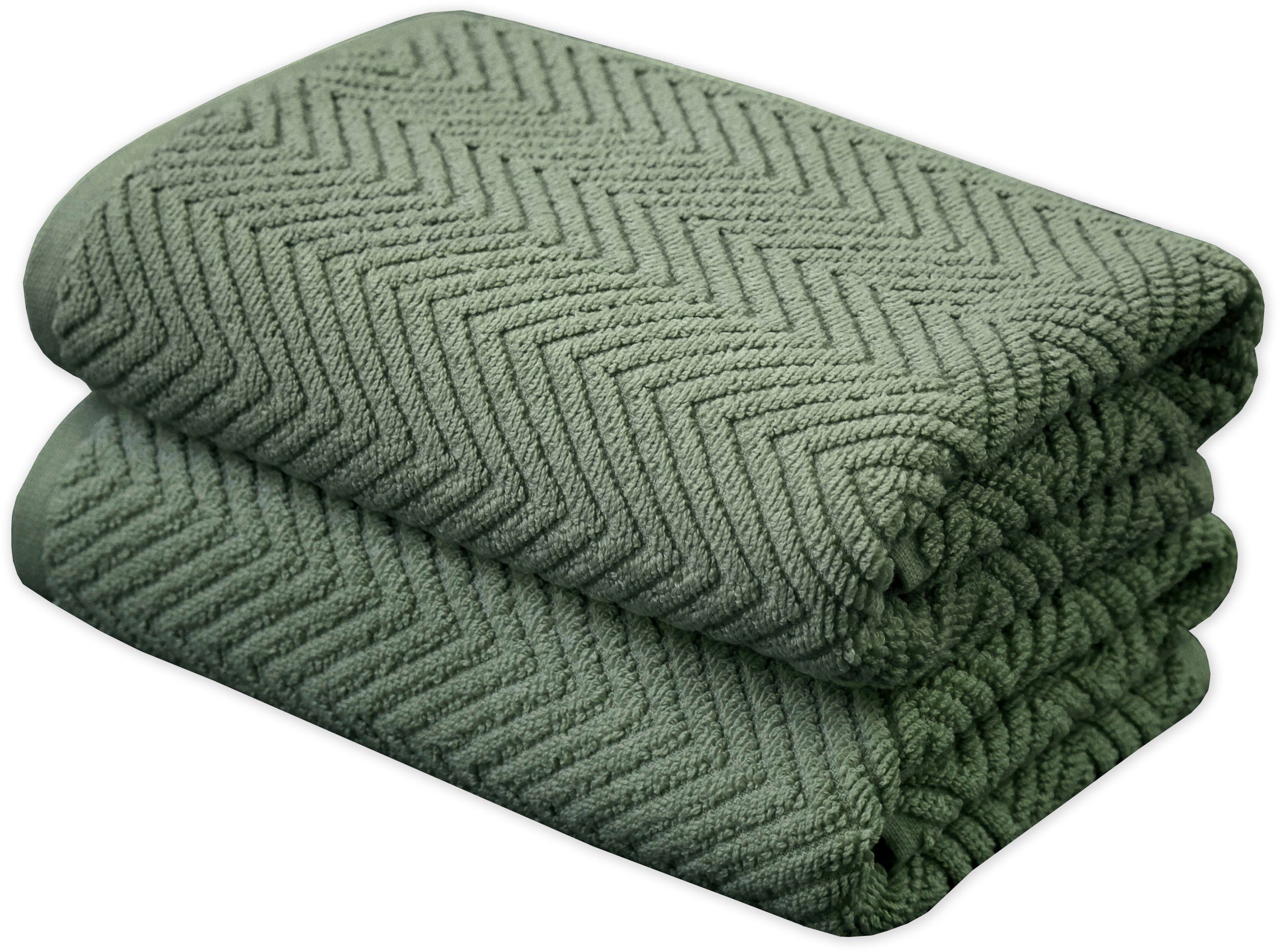 framsohn Österreich, in (2-St), Frottier Handtücher, Ocean frottier Bauschzwirn hergestellt gedrehter Bio Handtücher Kordel, green-dunkelgrün-tannengrün-moosgrün mit