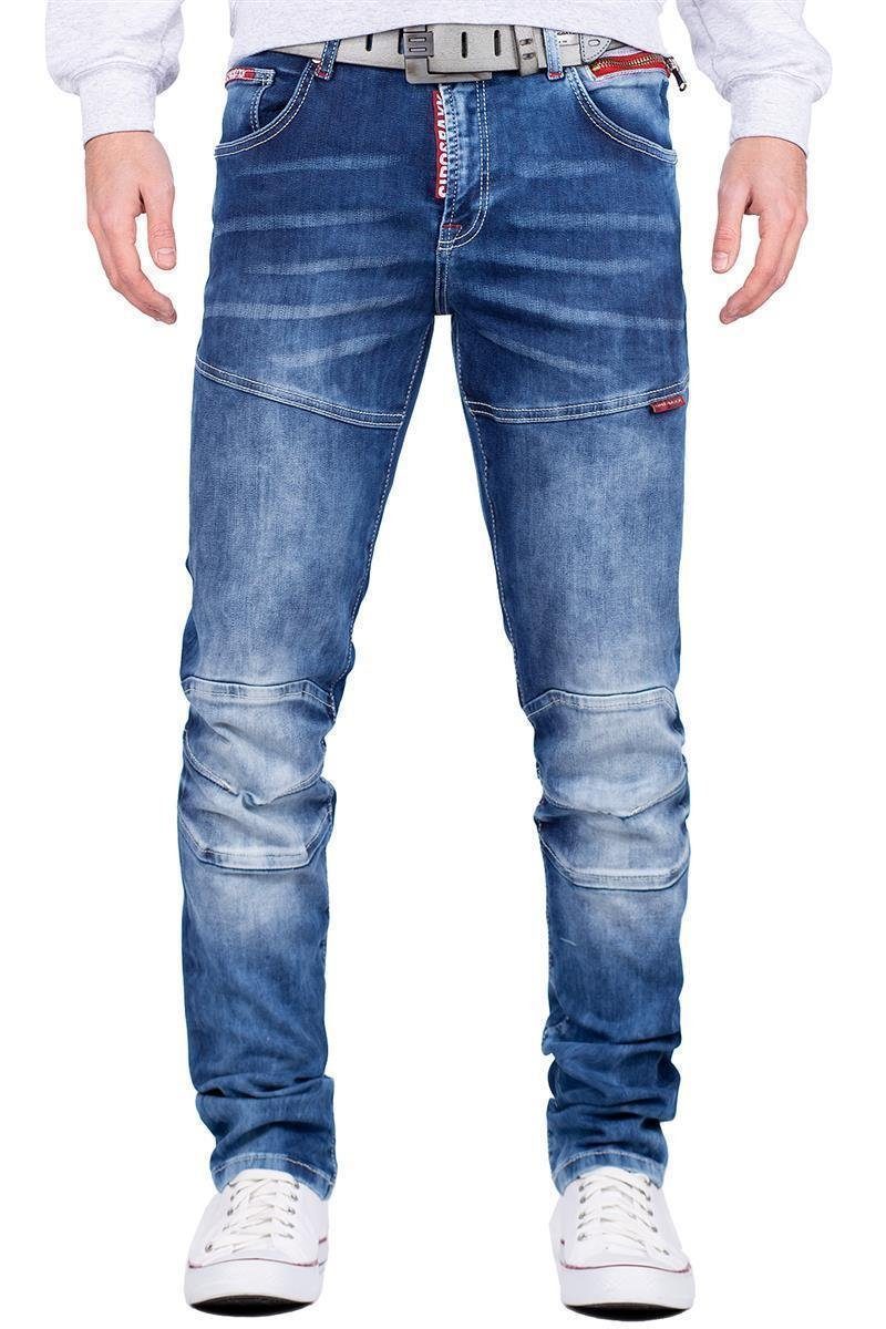 stylischen Akzenten & Cipo Hose Baxx roten mit Denim BA-CD698 Slim-fit-Jeans