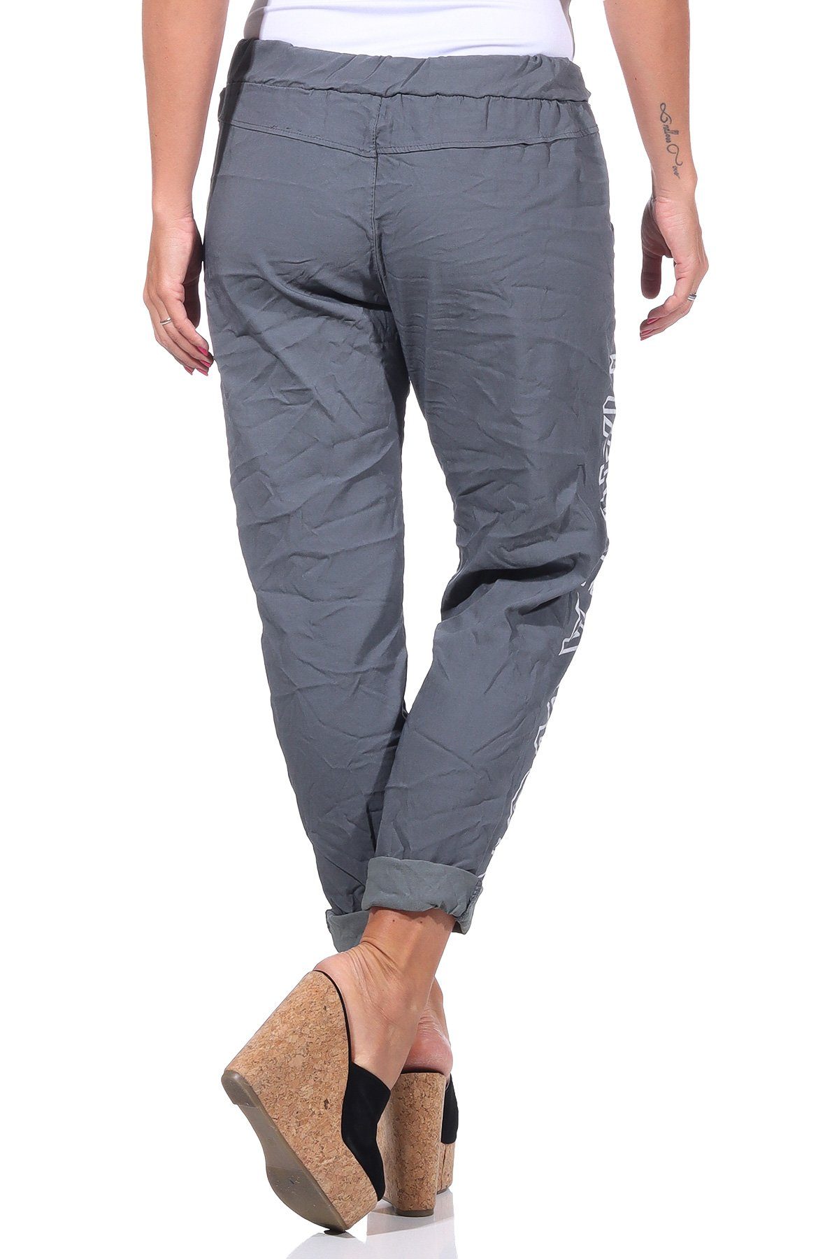 Mississhop Jogginghose Damen Hose Freizeithose Stoffhose Boyfriend Stretch Hose M.349