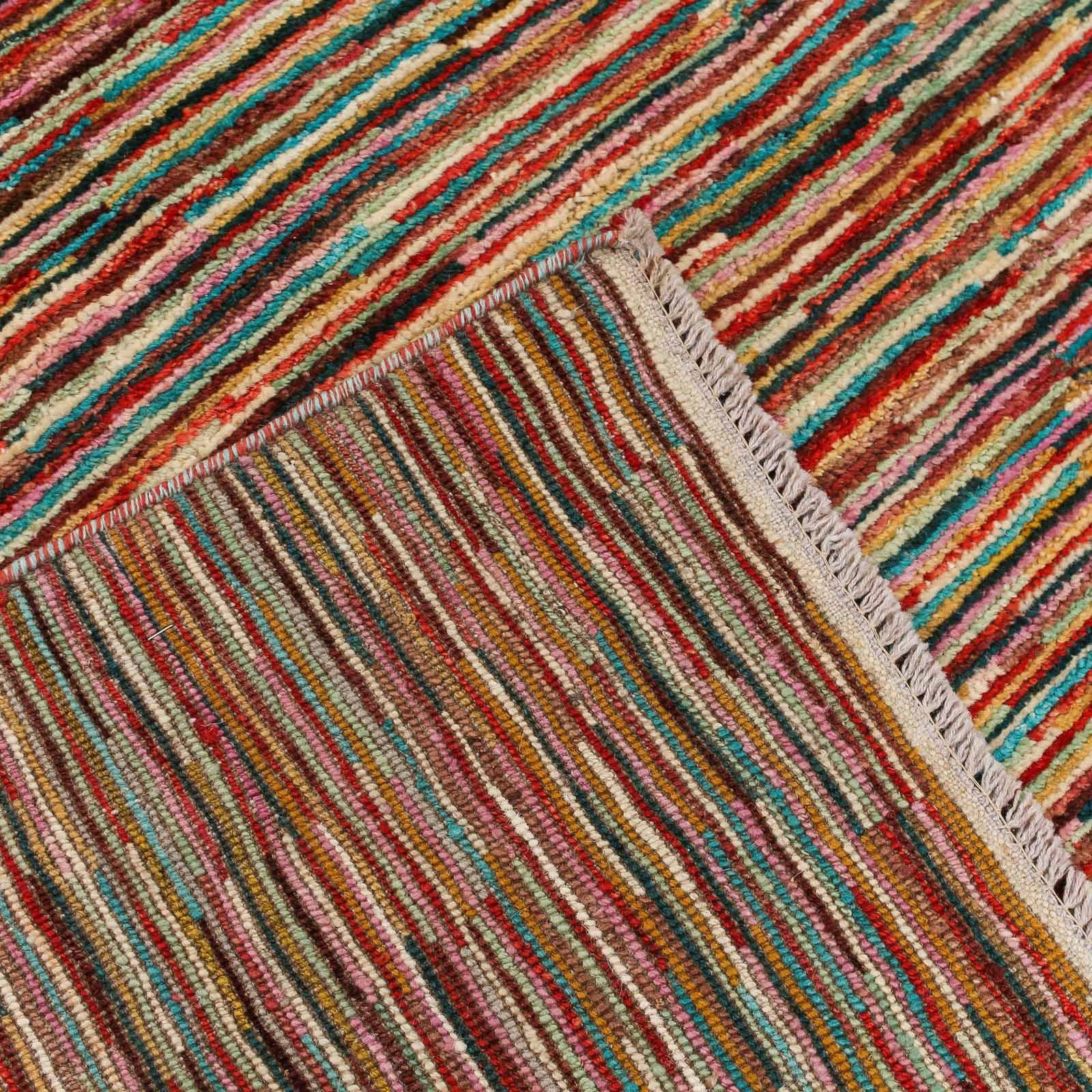 288 Wollteppich Höhe: Handgeknüpft morgenland, 8 Streifen mm, 200 cm, x rechteckig, Multicolore