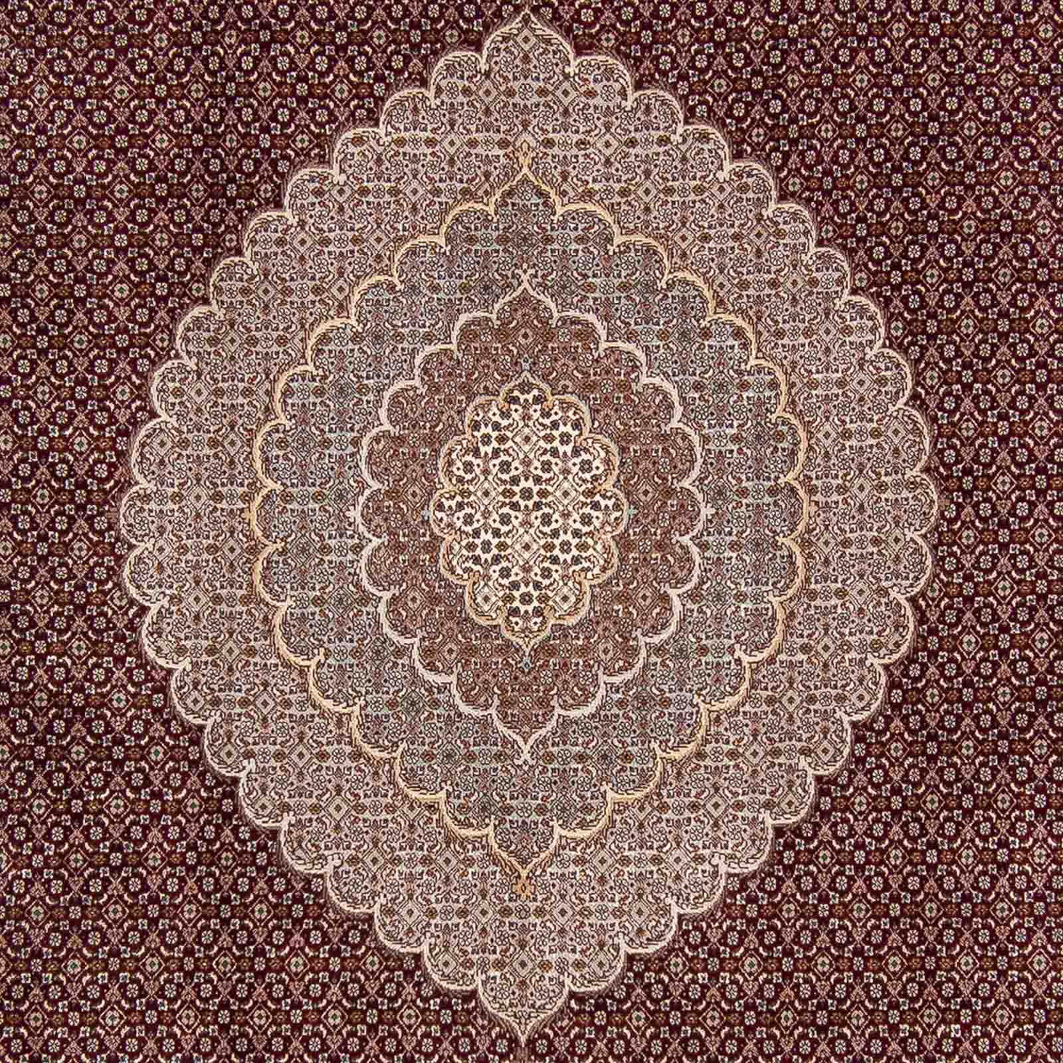 Orientteppich Perser - Täbriz - Einzelstück 253 353 x mm, mit dunkelrot, Höhe: 10 rechteckig, cm Wohnzimmer, Handgeknüpft, - Zertifikat morgenland