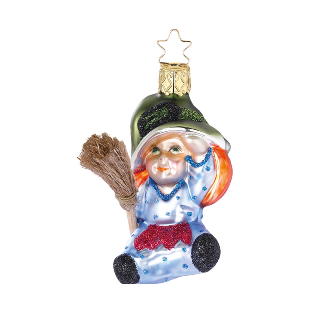 INGE-GLAS® Christbaumschmuck kleine Hexe 8cm Zauberwald (1-tlg), mundgeblasen, handbemalt