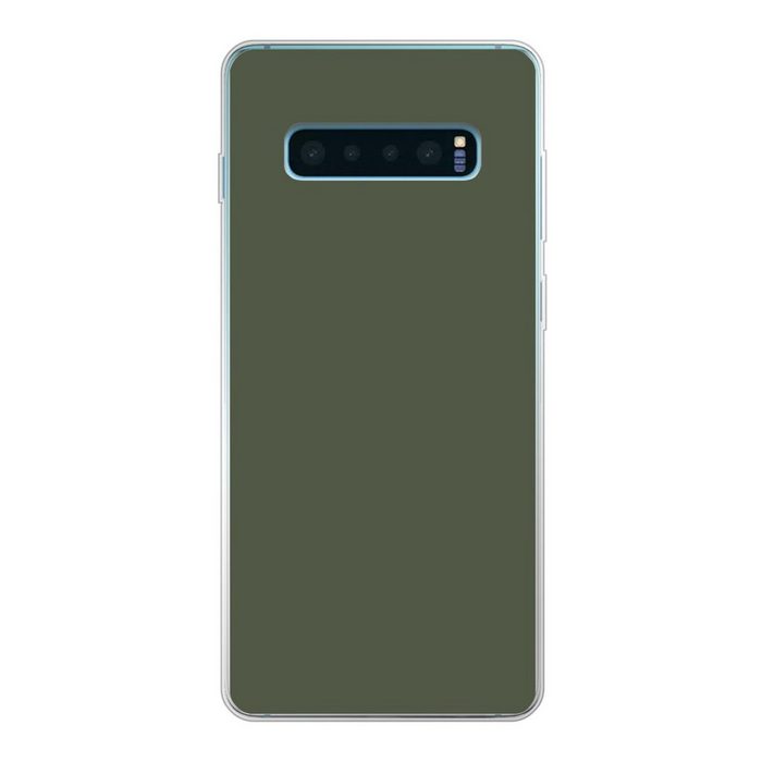 MuchoWow Handyhülle Grün - Olive - Farbe - Grün - Fest - Olivgrün Phone Case Handyhülle Samsung Galaxy S10+ Silikon Schutzhülle
