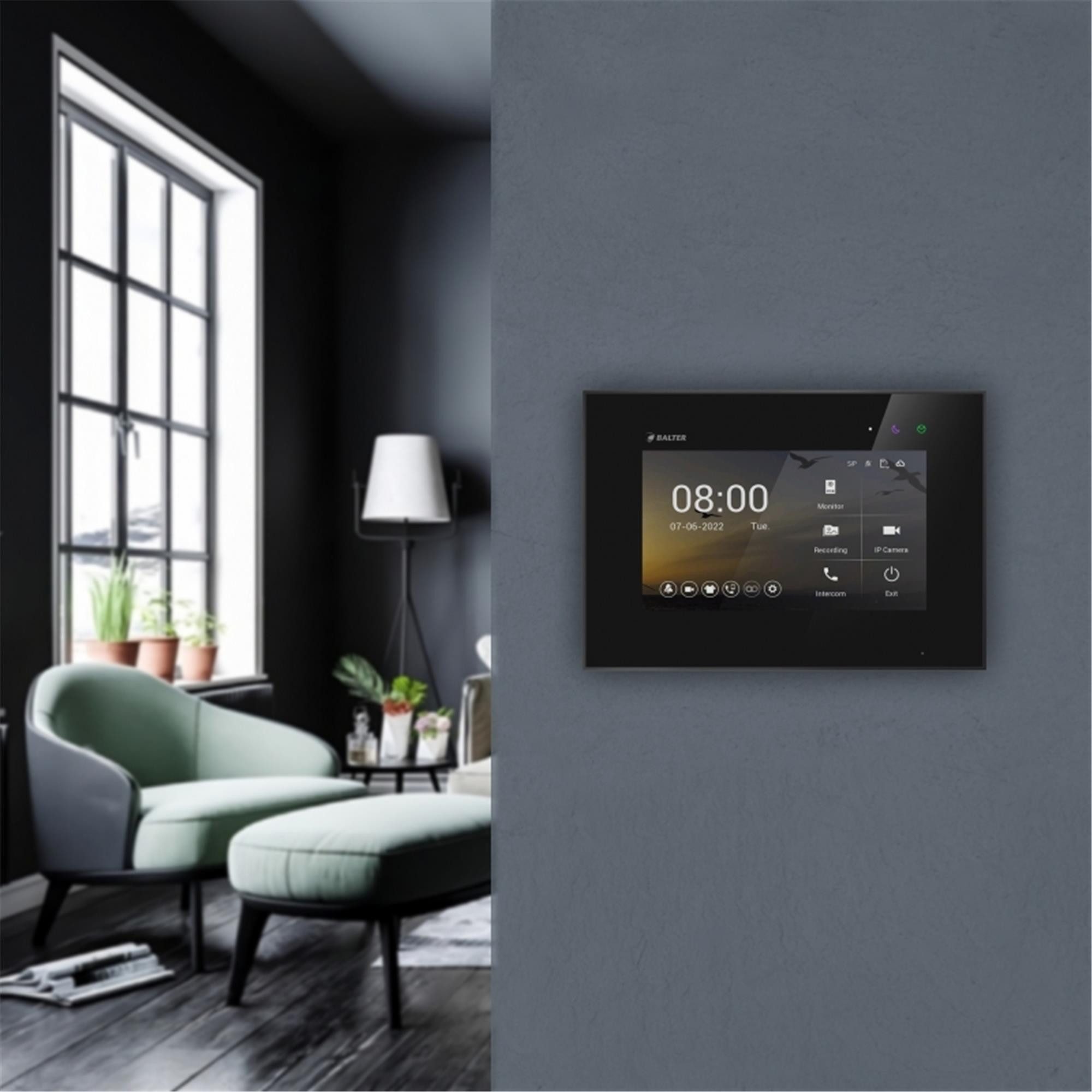 Balter Video-Türsprechanlage BALTER EVO-HD-TOUCH Unterputz-Türstation Schwarz (Set, Komplettset, Full HD 175° Kamera, RFID, App-Steuerung)