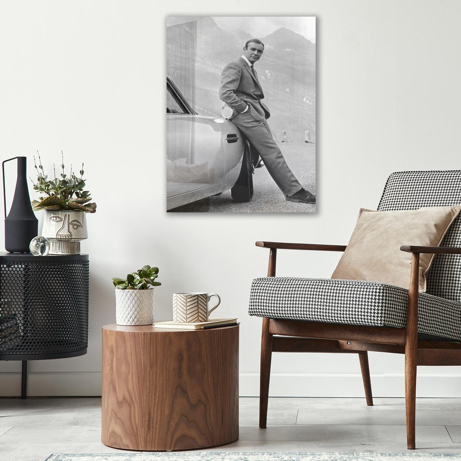 queence Acrylglasbild Sean Connery, Auto, Film, Filmfiguren, Filmszene, Foto, Mann, Schwarz-Weiß, Stars, Fine Art-Print in Galeriequalität