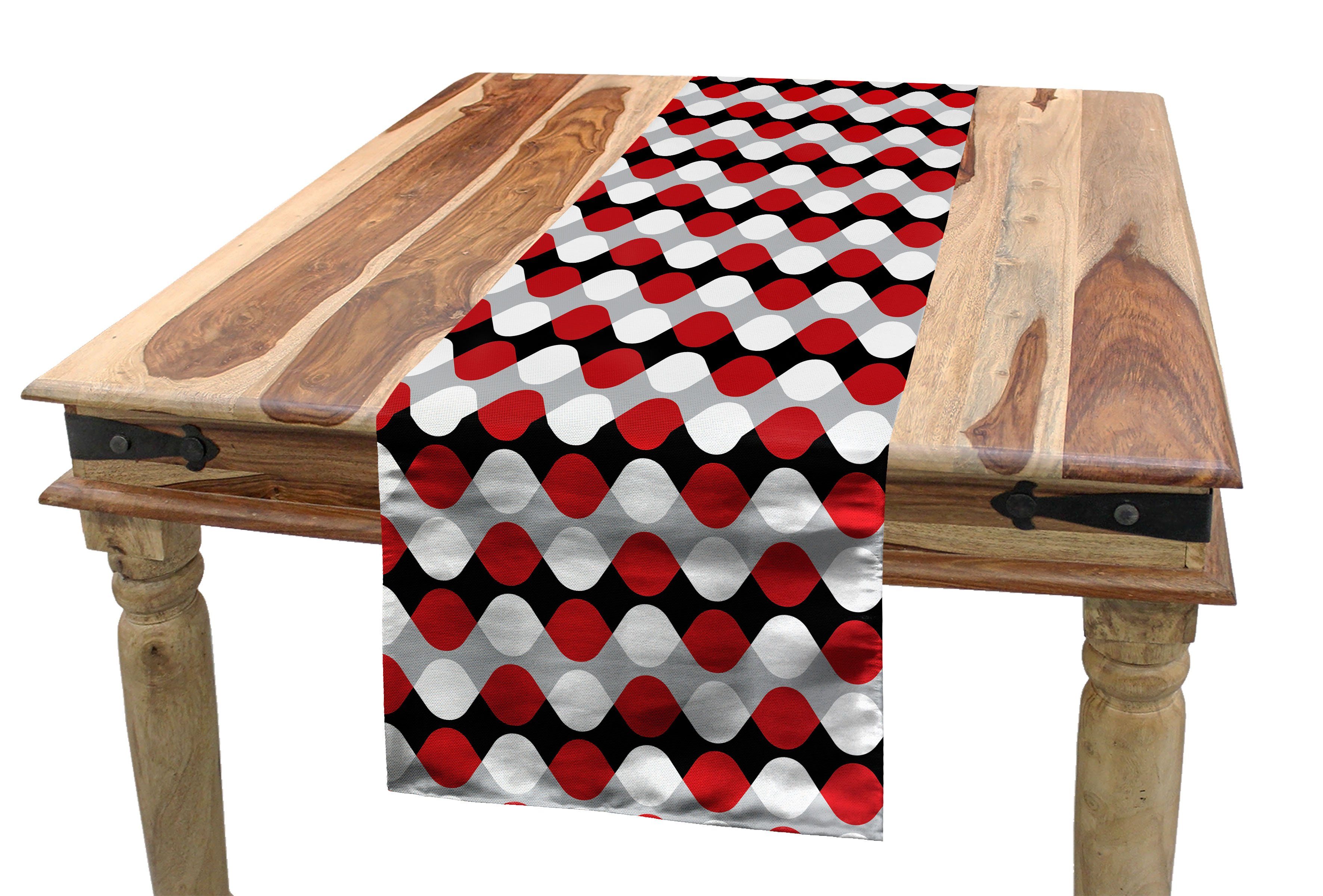 Abakuhaus Tischläufer Esszimmer Küche Rechteckiger Dekorativer Tischläufer, Geometrisch Bicolor ovale Formen