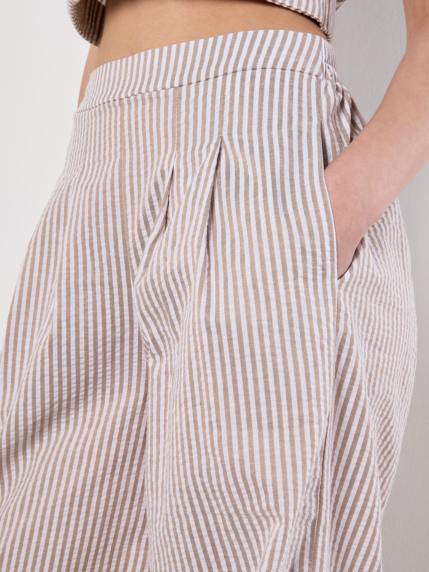 Apricot Stoffhose Crop-Shirt mit Streifen