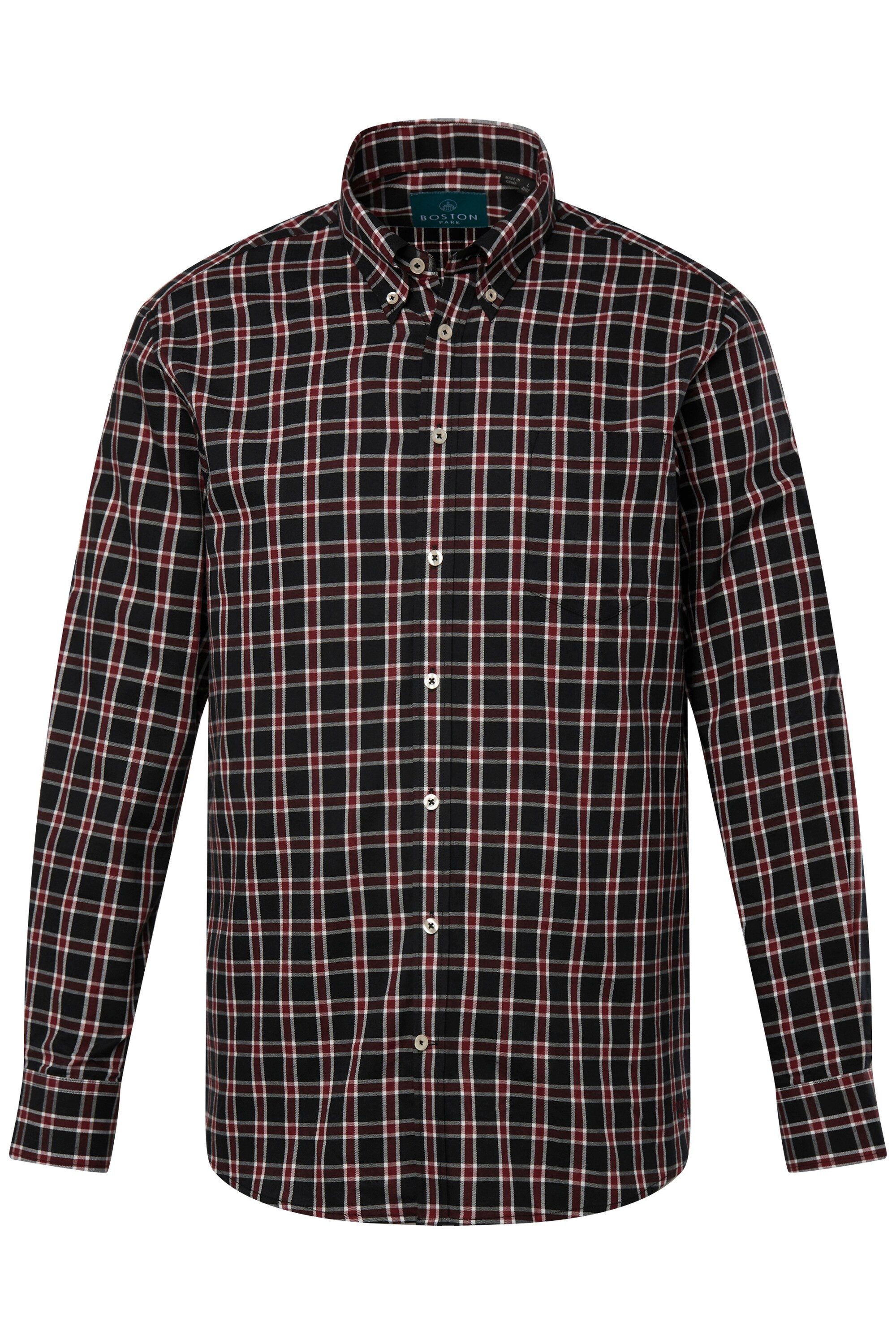 Boston Park Businesshemd Karohemd Langarm Buttondown-Kragen Comfort Fit