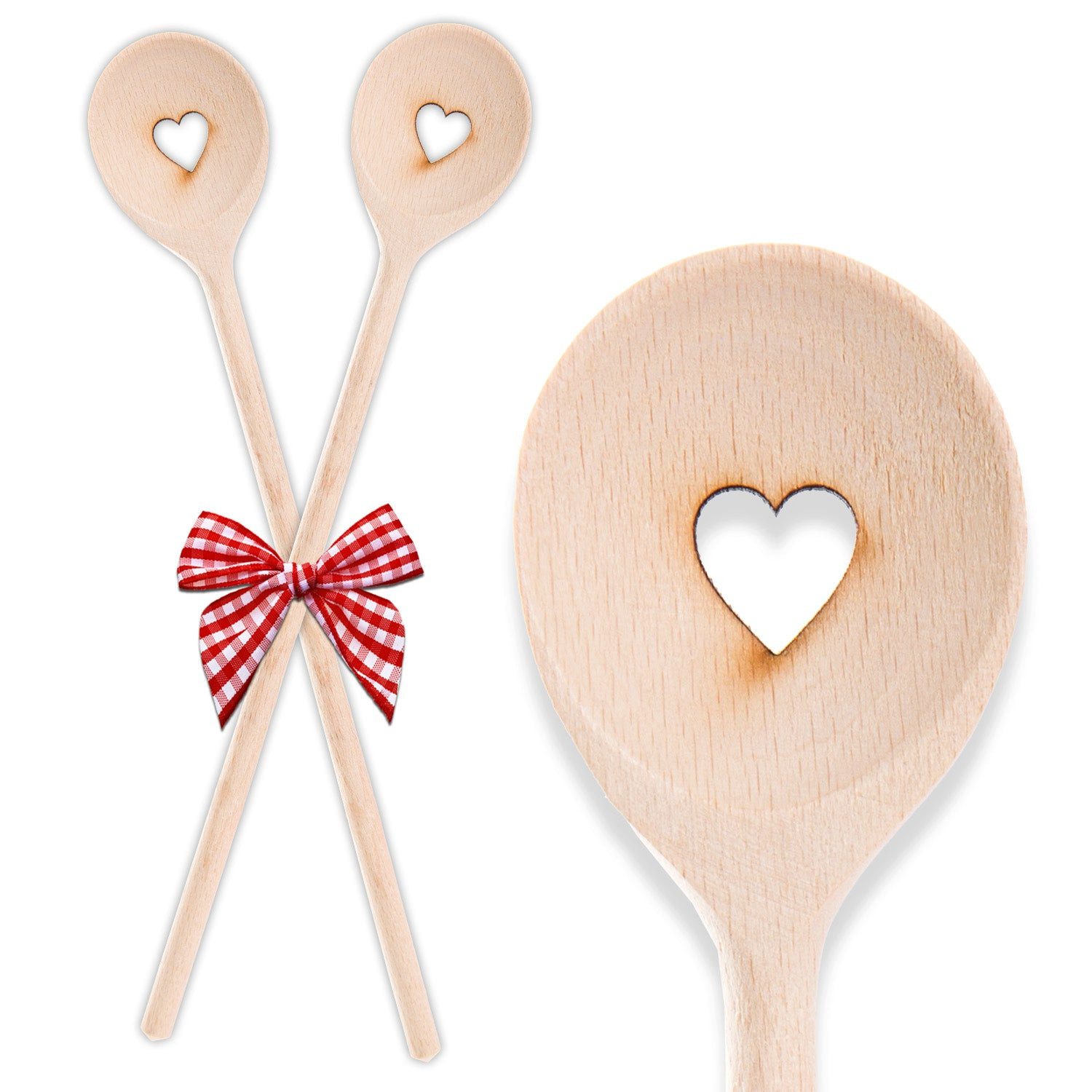 Logbuch-Verlag Dekofigur 2 Kochlöffel aus Holz HERZ 30 cm Geschenk Hobby Kö günstig online kaufen