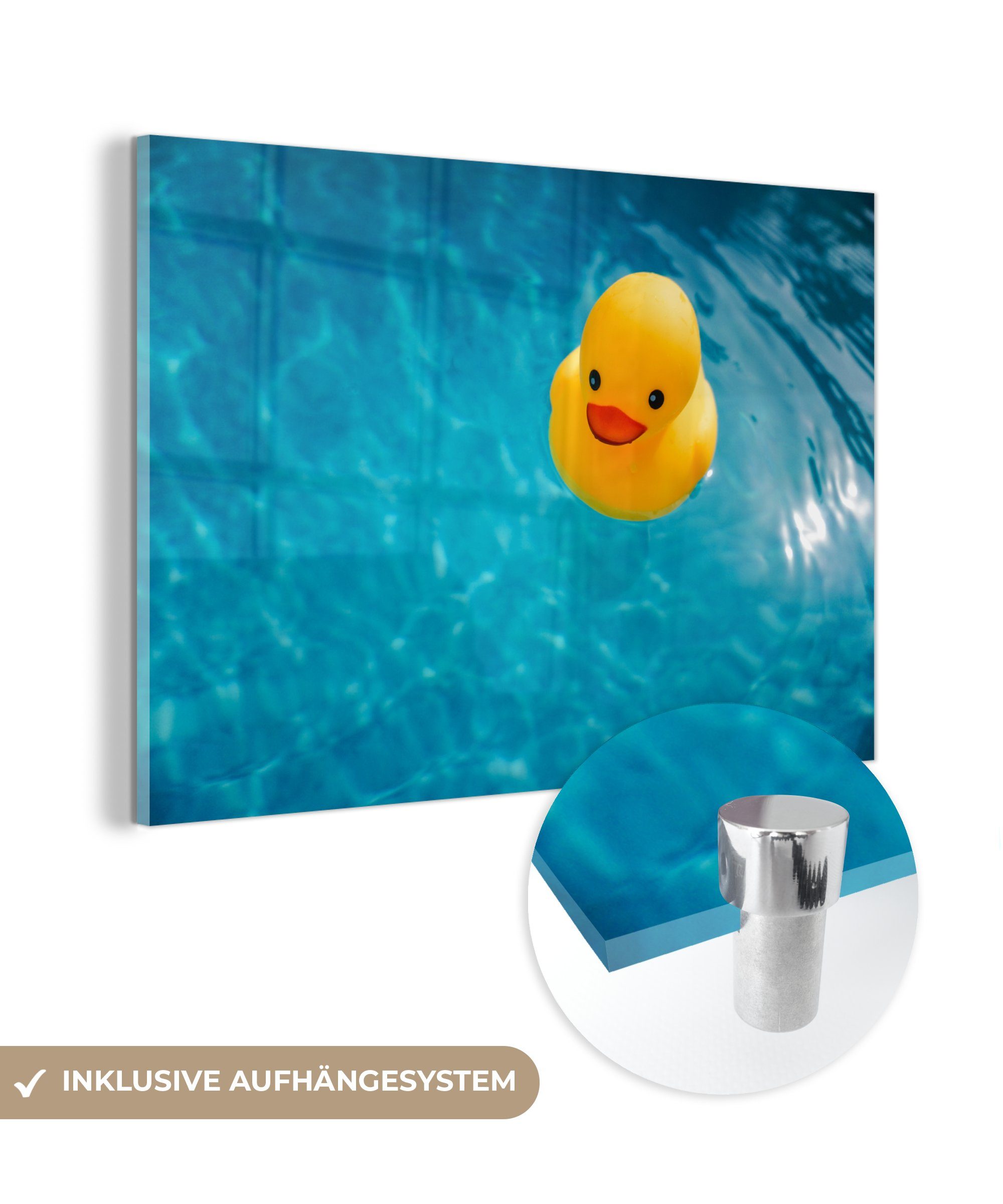 MuchoWow Acrylglasbild Gummi-Ente - Gelb St), Wohnzimmer Wasser, Acrylglasbilder (1 & - Schlafzimmer