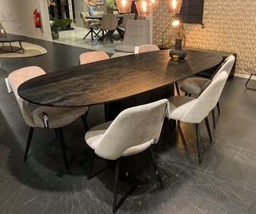 LEVEN Lifestyle Esstisch Esszimmertisch oval 300 cm schwarz Mango Holz massiv