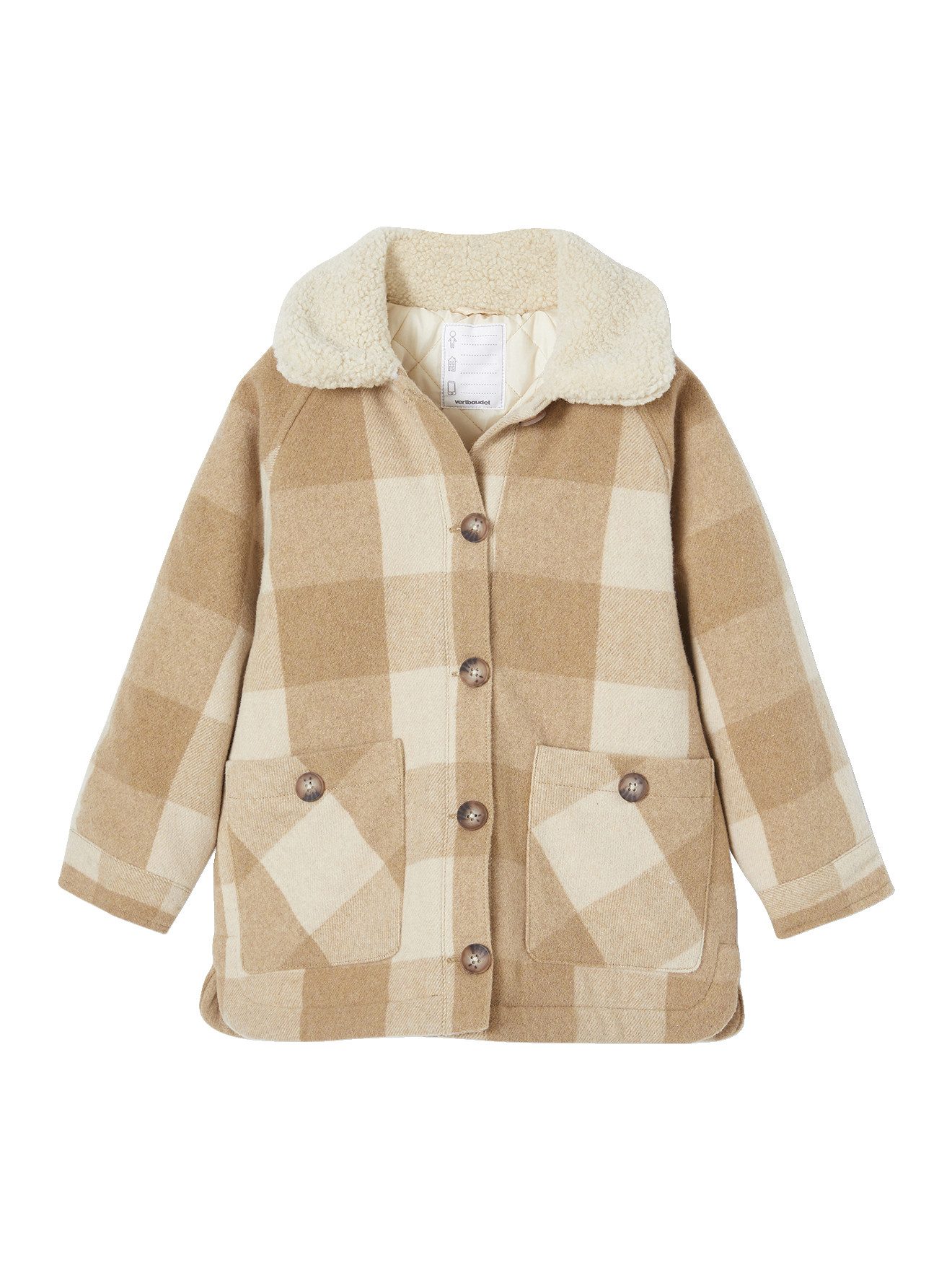 vertbaudet Dufflecoat Karierte Mädchen Jacke, Overshirt