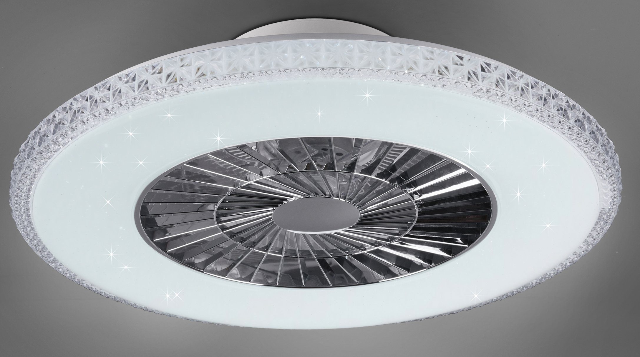 TRIO Leuchten LED Deckenleuchte Ventilatorfunktion, integriert, schaltbar getrennt Harstad, fest Ventilator mit LED Neutralweiß, Timerfunktion, Ventilator, Fernbedienung., Leuchte