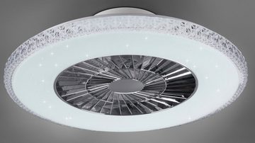 TRIO Leuchten LED Deckenleuchte Harstad Deckenventilator, Timerfunktion, Ventilatorfunktion, LED fest integriert, Neutralweiß, mit Ventilator, Fernbedienung., Leuchte/ Ventilator getrennt schaltbar