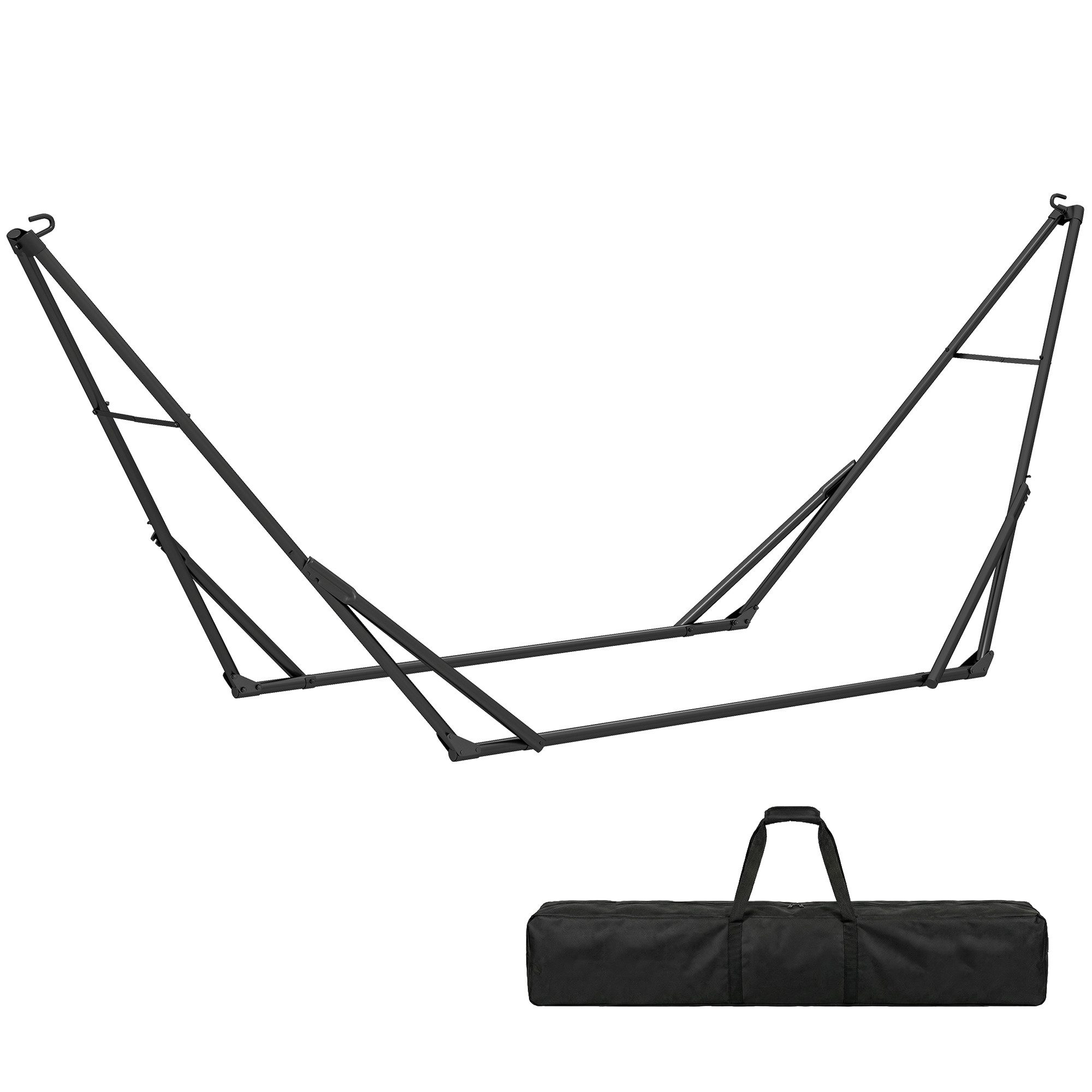 Outsunny Hängemattengestell mit Tragetasche, (verstellbar klappbar Hängemattenständer, 1-St., tragbar Hängematte Gestell), Stahl 290 x 78 x 100 cm bis 120 kg Schwarz