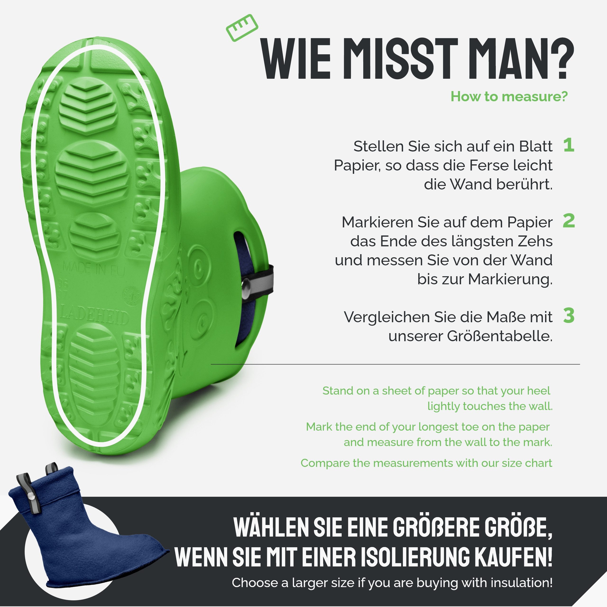 Ladeheid Damen federleichte EVA Gummistiefel Regenschuhe gefüttert LA-CA-23 Gummistiefel